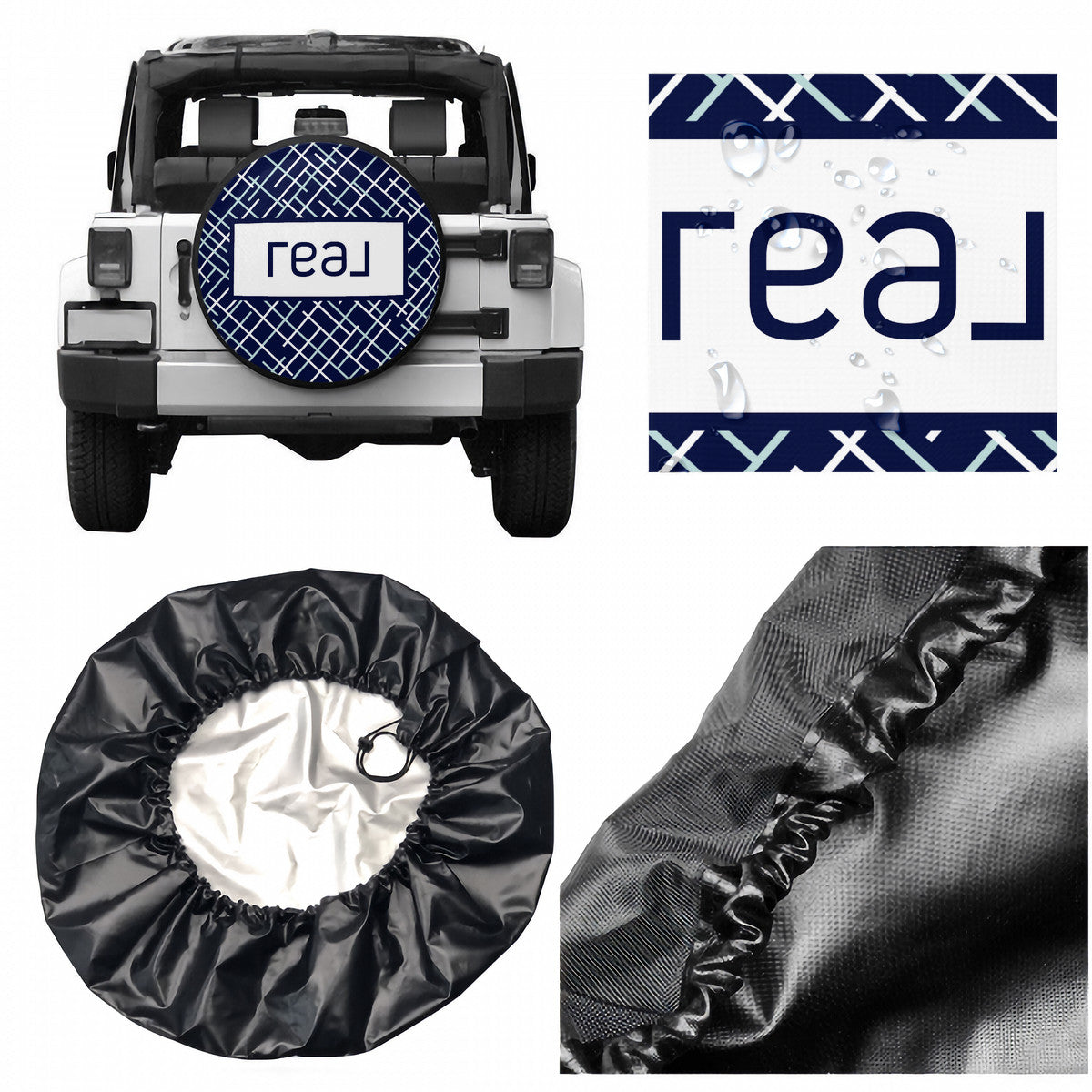 Real Broker Logo in Navy - Spare Tire Wheel Cover Sizes 14-17