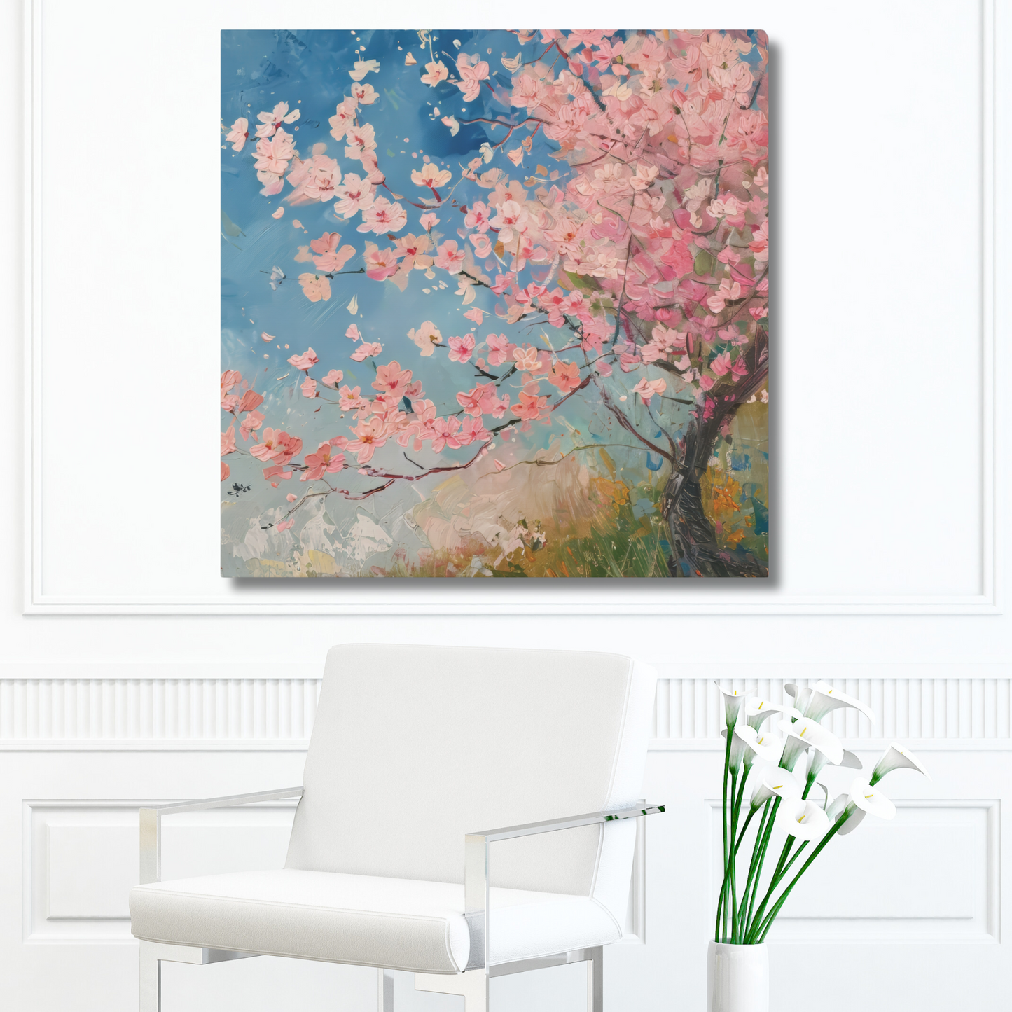 Cherry Blossoms in the Morning Sunrise Print on Canvas Gallery Wraps  - 5 Sizes