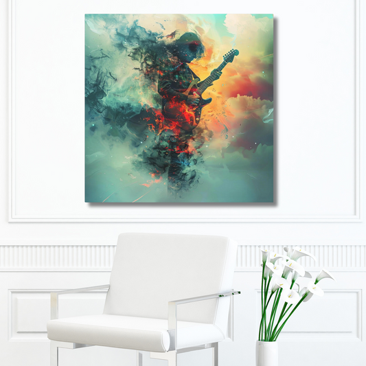 Divine Virtuoso: Heavenly Electric Guitar Player Slaying with Skill Canvas Gallery Wraps  - 5 Sizes