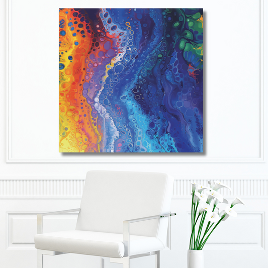 Sun, Space and Earth Alcohol Ink Print on Canvas Gallery Wraps