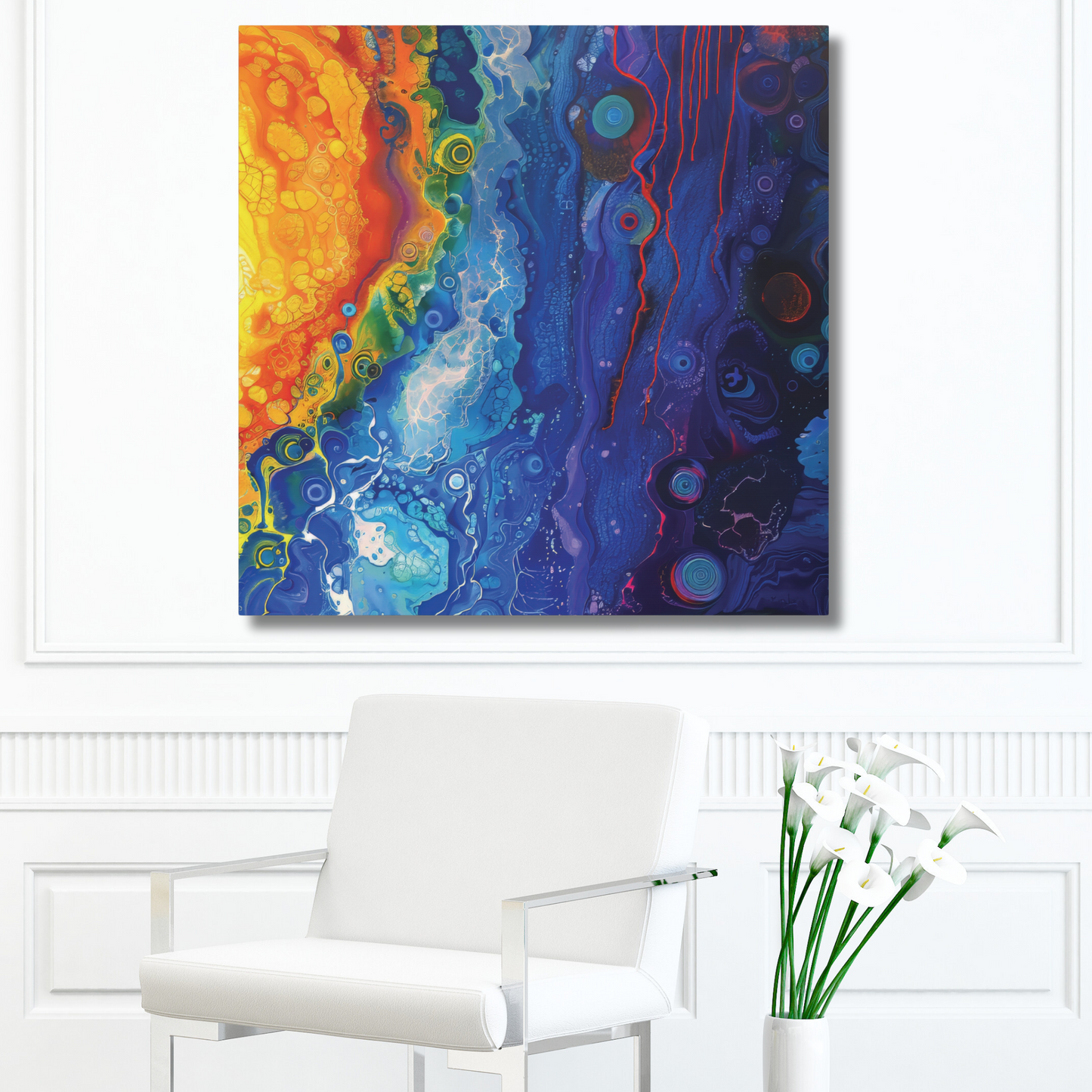 Sun Fire and Space Alcohol Ink Print on Canvas Gallery Wraps  - 5 Sizes