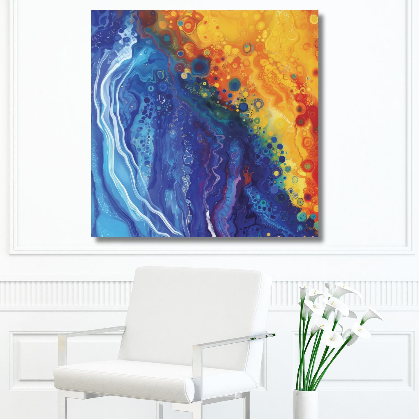 Sun and Space Alcohol Ink Print on Canvas Gallery Wraps  - 5 Sizes