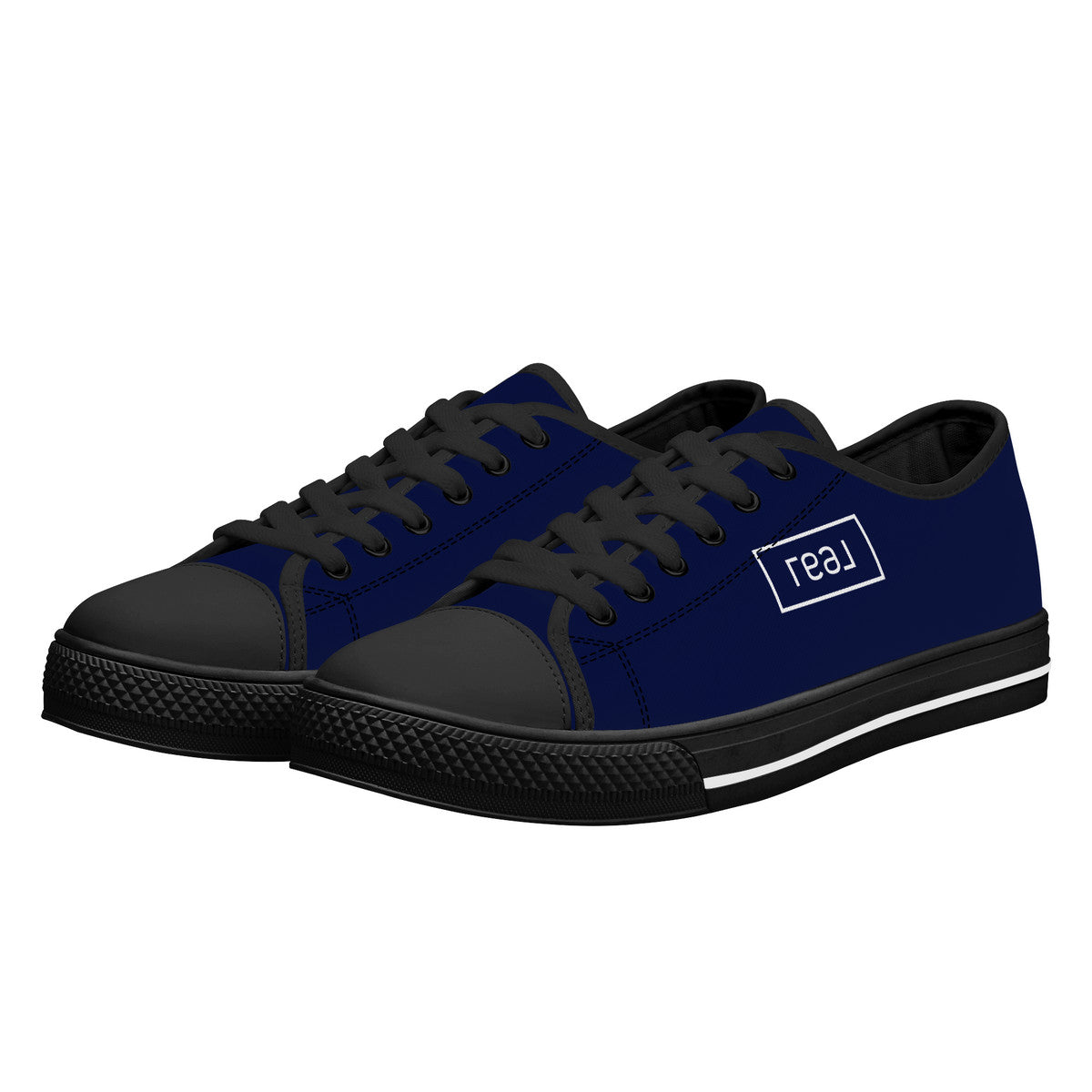 Real Logo on Navy with Black Toe Canvas Sneakers