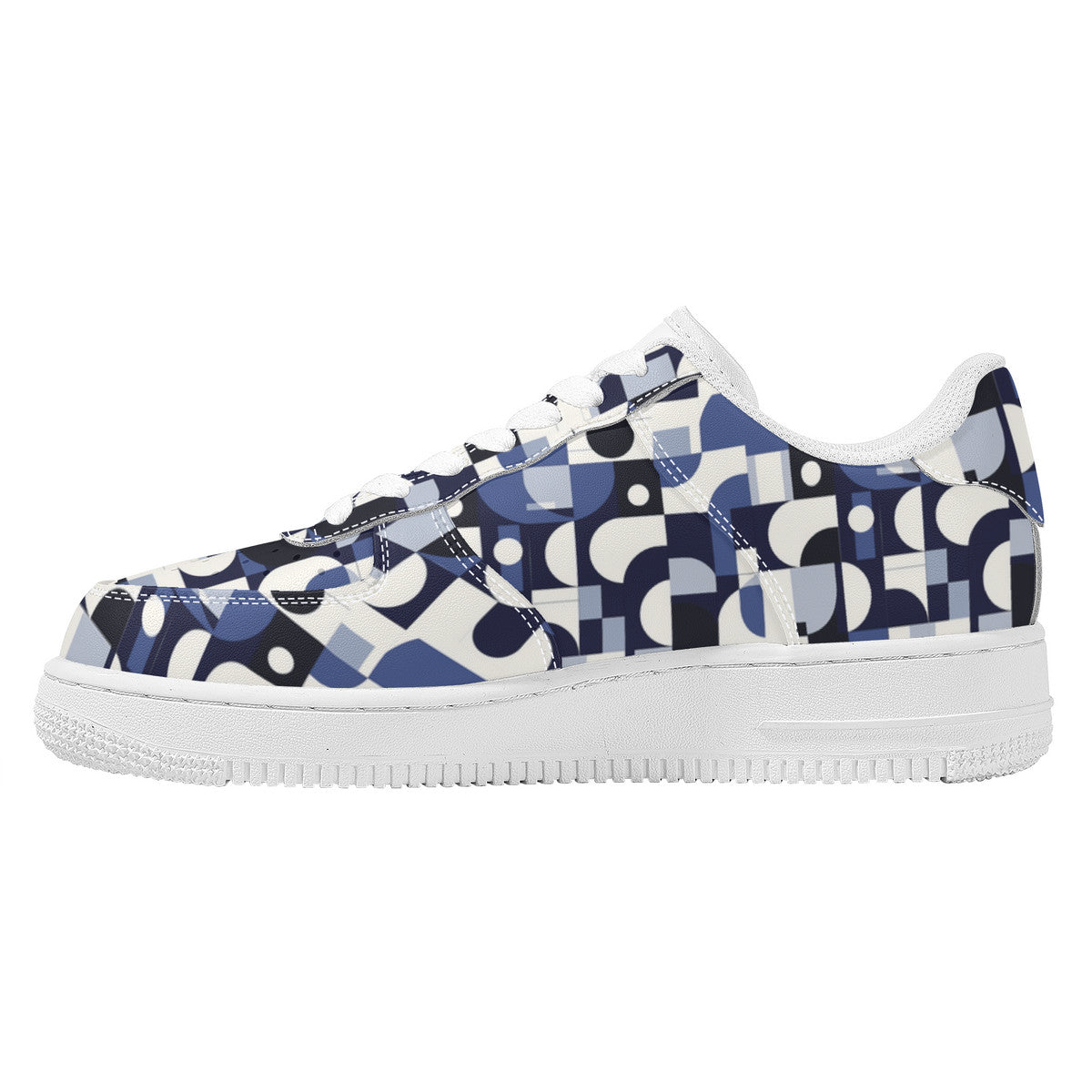 Navy Blue and White Mid-Century Modern Design Unisex Air Force Sneakers