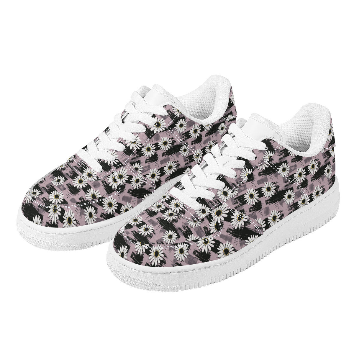 Edgy Daisy Dream with Pink and Black Grunge Unisex Air Force Sneakers