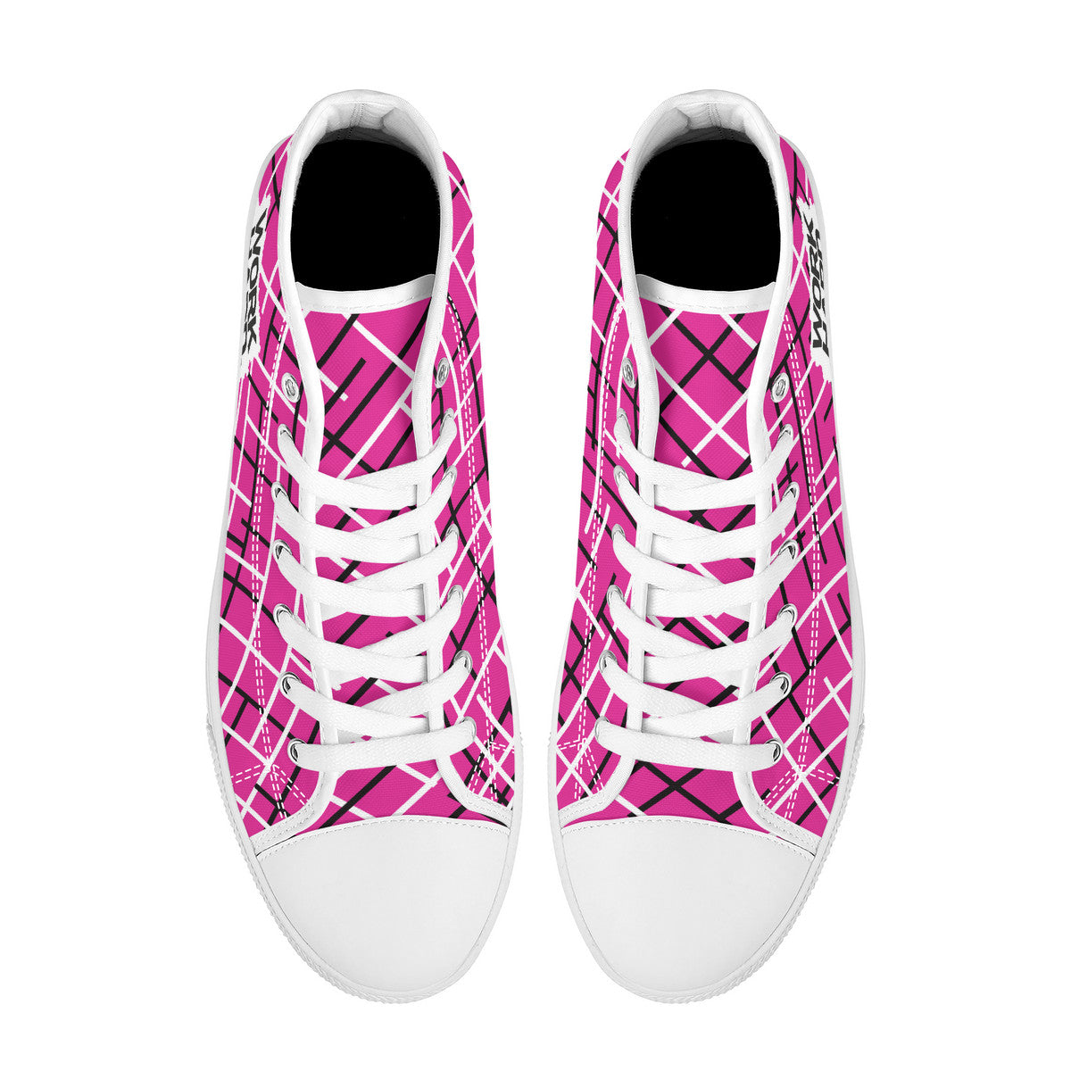 Work Hard Be Kind - Pink w/ Lines Converse Style High Tops