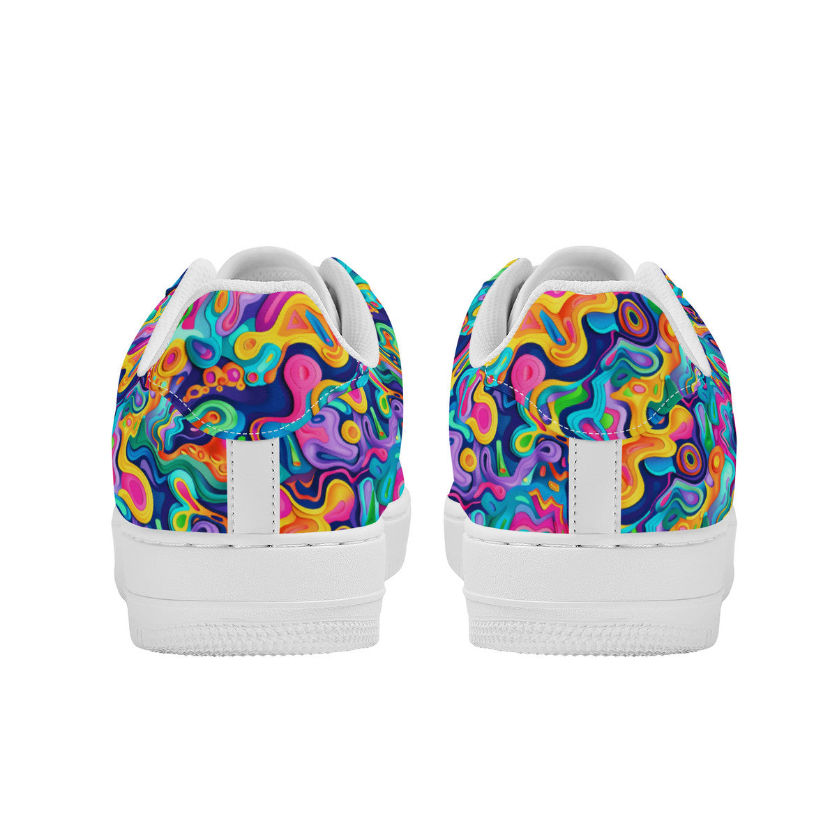 Colorful Psychedelic Waves Abstract 3D Design Unisex Air Force Sneakers