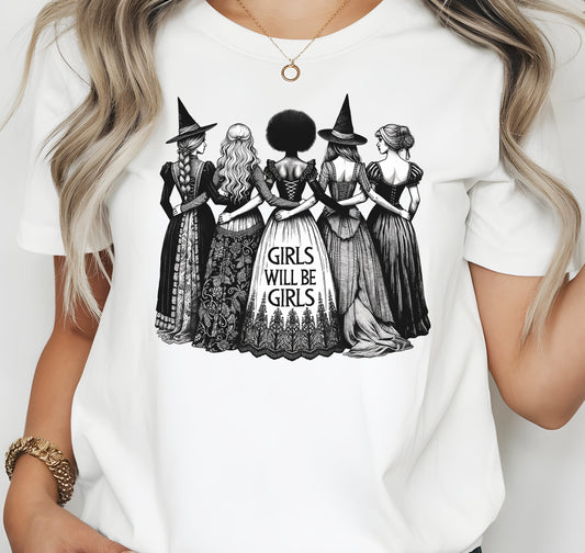 Girls Will Be Girls Witch Theme Jersey Short Sleeve T-shirt