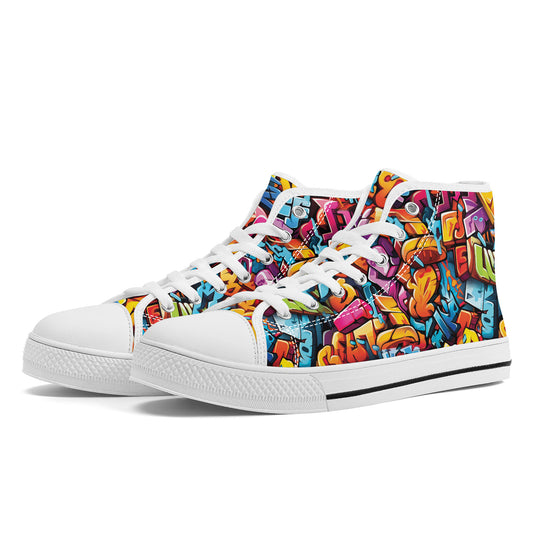 3D Street Art Word Graffiti Design Converse Style High Tops