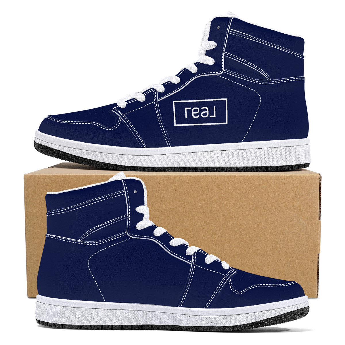 Real Broker Logo in Navy High-Performance Basketball Shoes