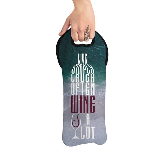 Live Simply Laugh Often Wine A Lot on Beach Wine Tote Bag Reusable Eco Friendly