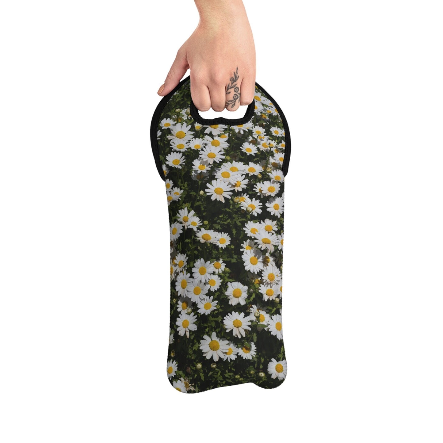 A Field of Wild Daisies Wine Tote Bag Reusable Eco Friendly