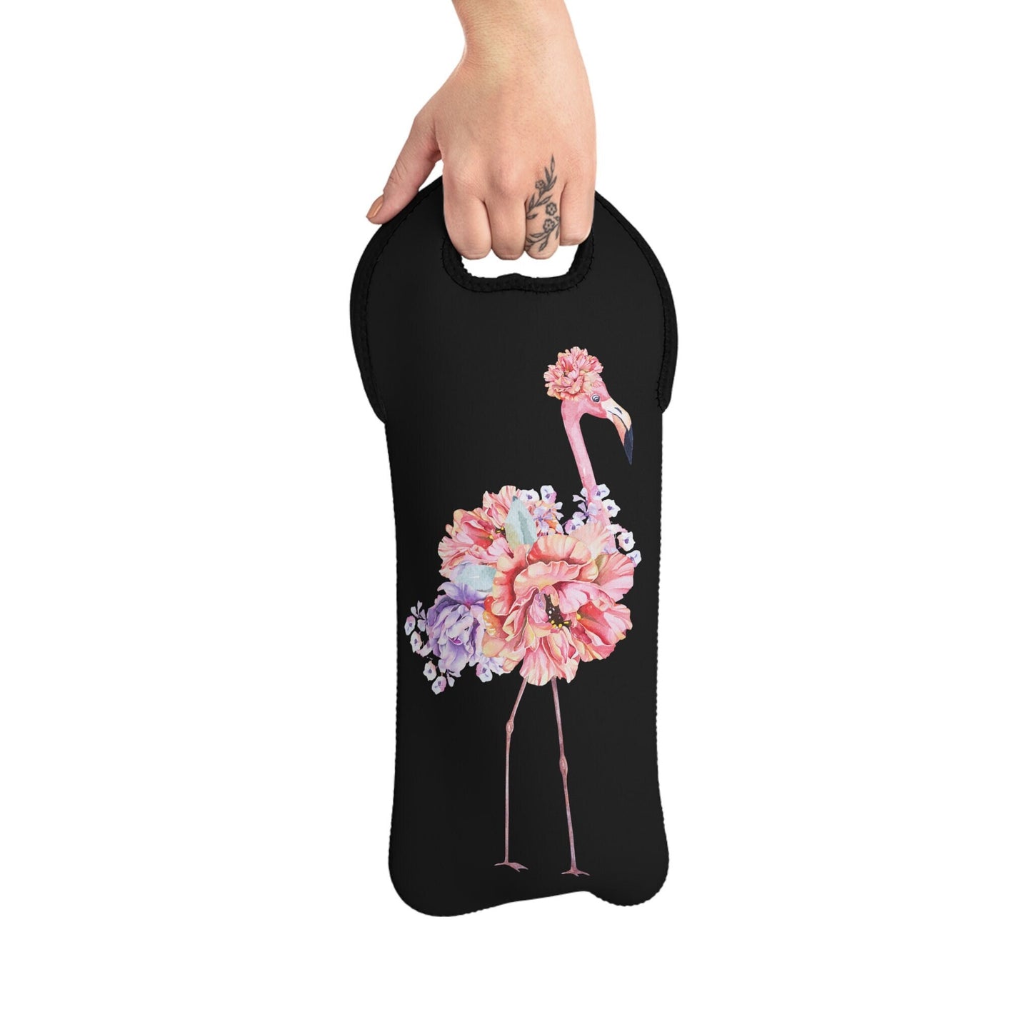 Floral Flamingo Wine Tote Bag Reusable Eco Friendly