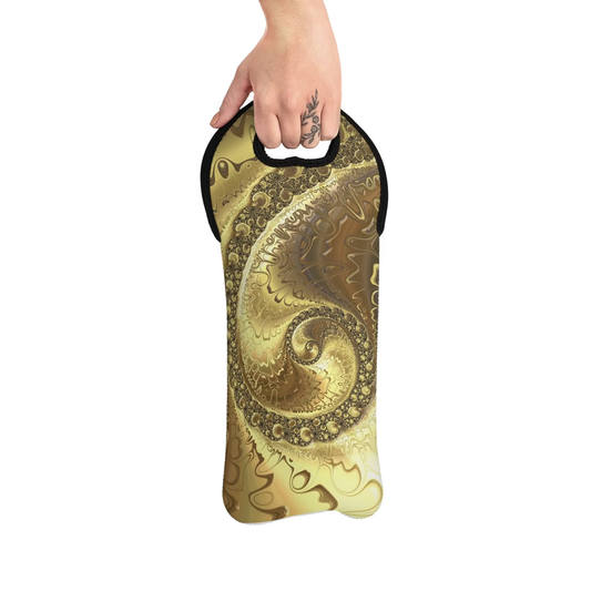 Swirling Gold Abstract Wine Tote Bag Reusable Eco Friendly