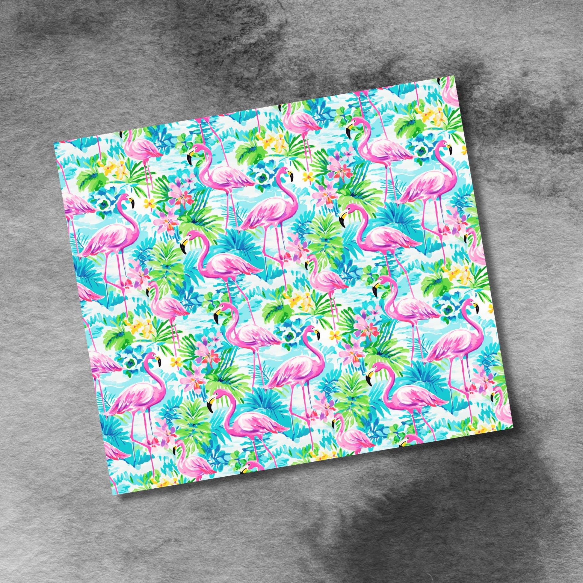 Flamingo Tropical Flowers 20oz Tumbler Png,Seamless Palm Trees Sublimation Design Templates,Straight PNG Digital Download