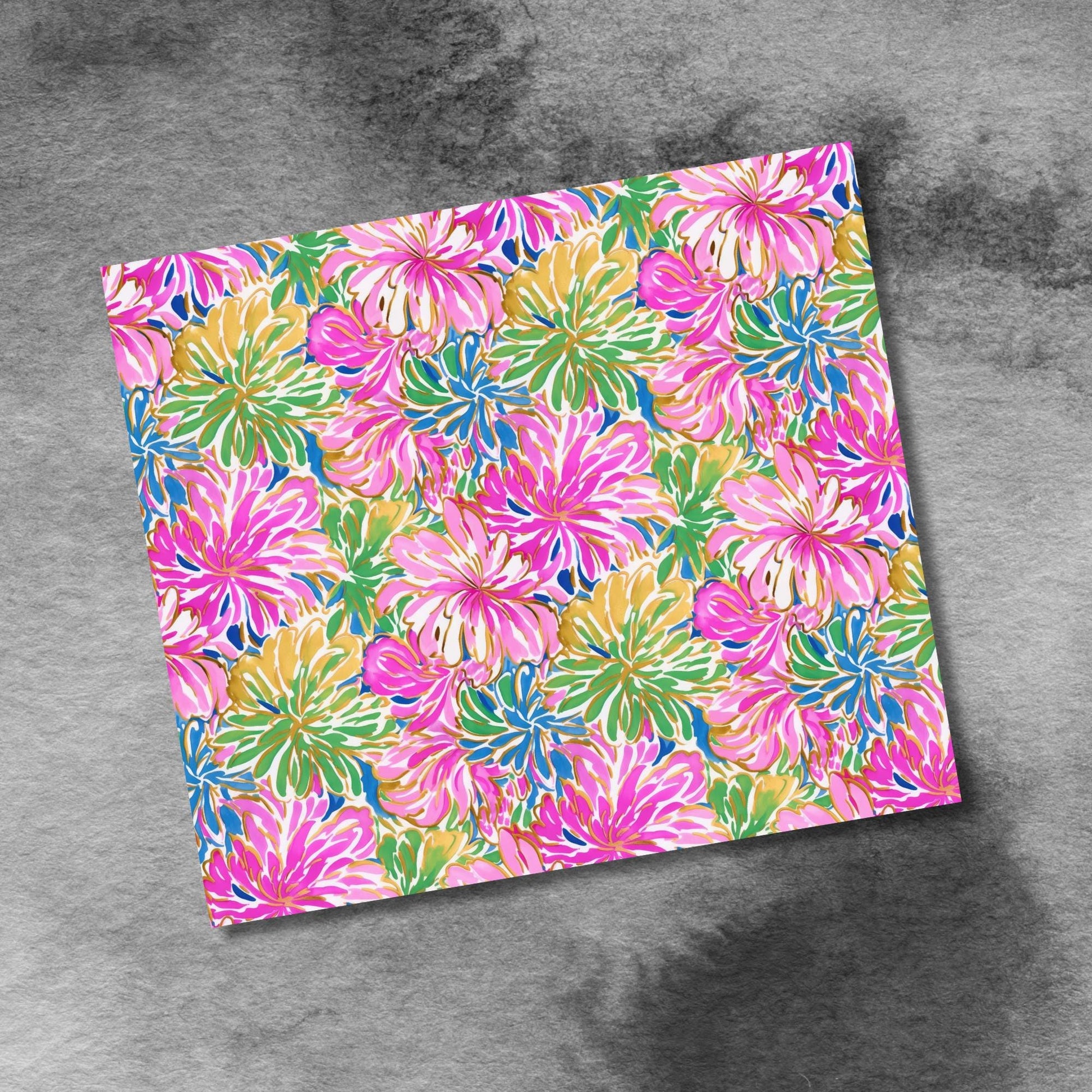 Summer Tropical Flowers 20oz Skinny Tumbler Seamless Sublimation Design Templates,Straight PNG Digital Download