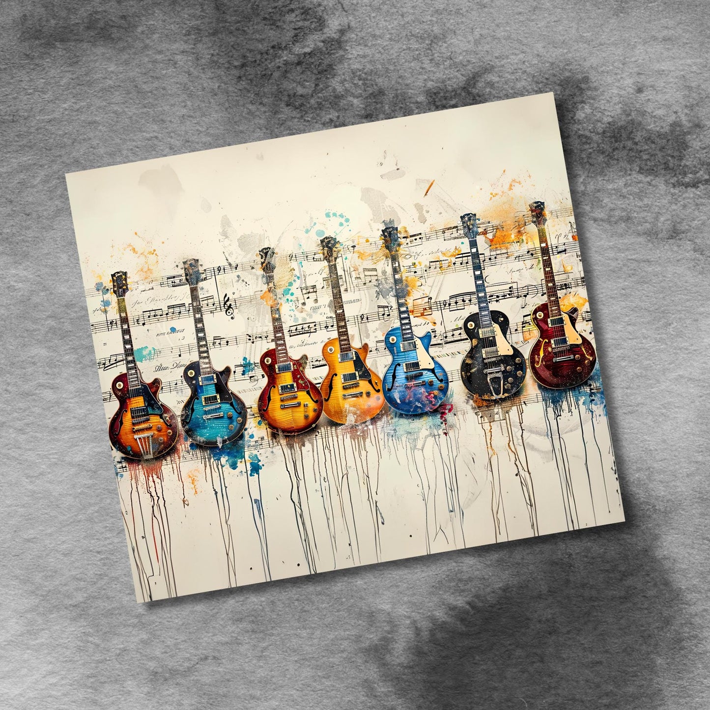 Electric Guitars Sheet Music 20oz Skinny Tumbler Sublimation Templates, Seamless Straight PNG Digital Download