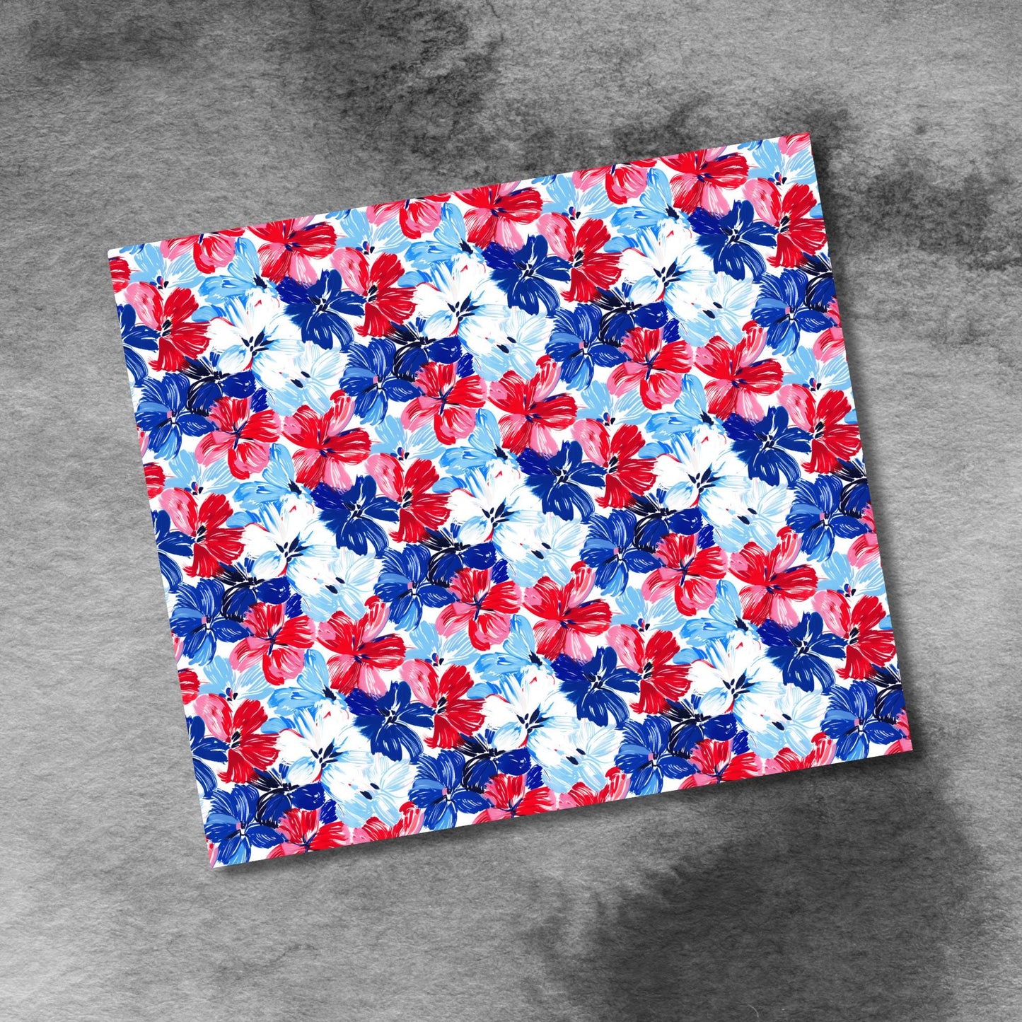 Spring Flowers 20oz Skinny Tumbler Wrap Sublimation Templates, Seamless Red White and Blue Watercolor Flowers Straight PNG Digital Download