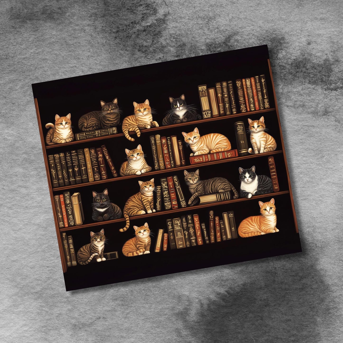 Cute Cat Book Lover 20oz Skinny Tumbler Wrap, Sublimation Design Templates, Cozy Bookshelf Cats Seamless PNG Digital Download