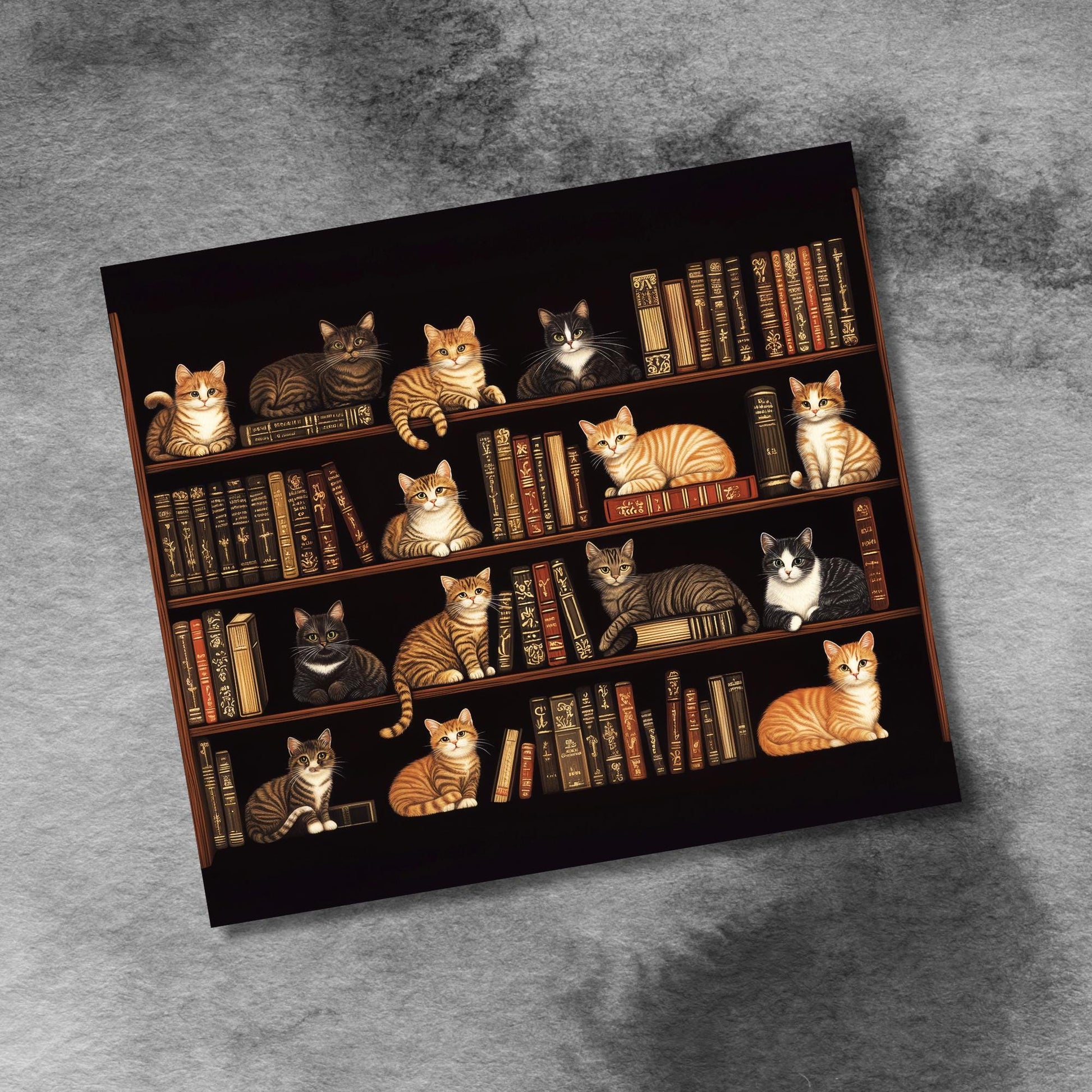 Cute Cat Book Lover 20oz Skinny Tumbler Wrap, Sublimation Design Templates, Cozy Bookshelf Cats Seamless PNG Digital Download