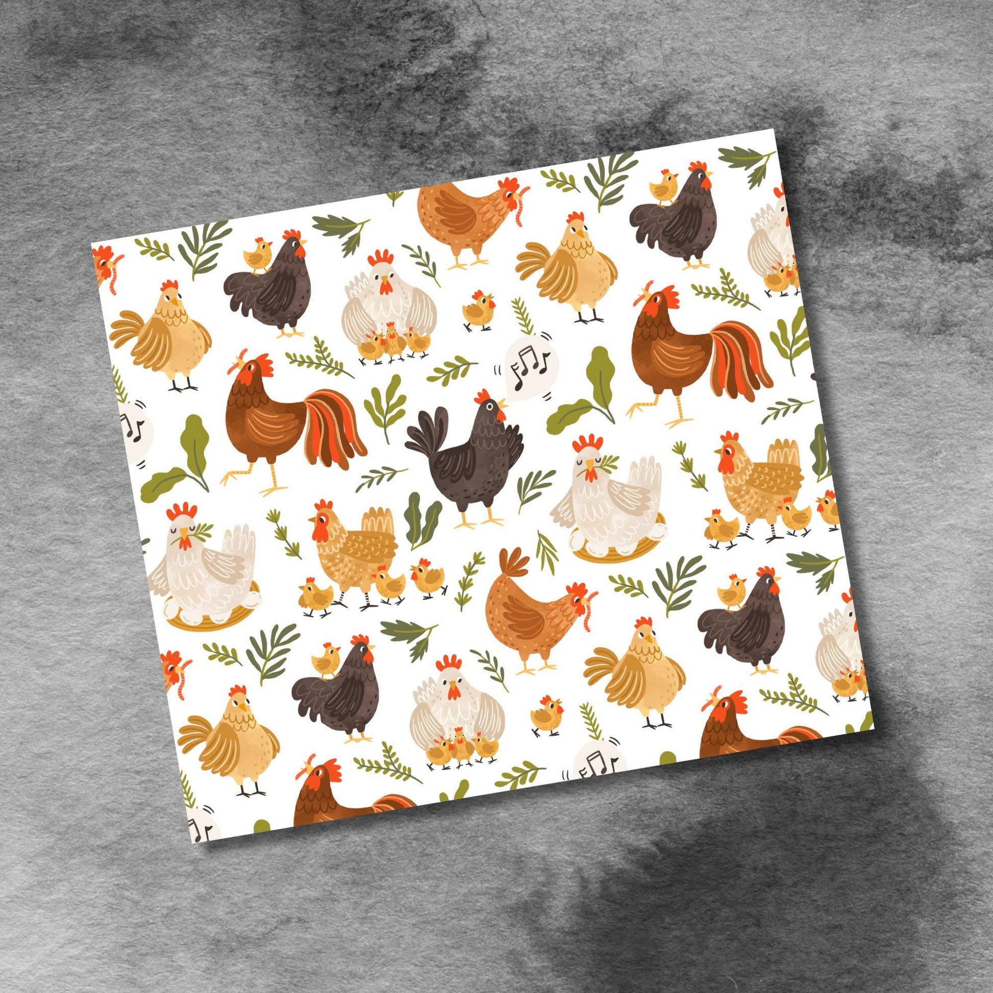 Chicken Farm Flock Crazy Chickens 20oz Skinny Tumbler Seamless Sublimation Design Templates,Straight PNG Digital Download