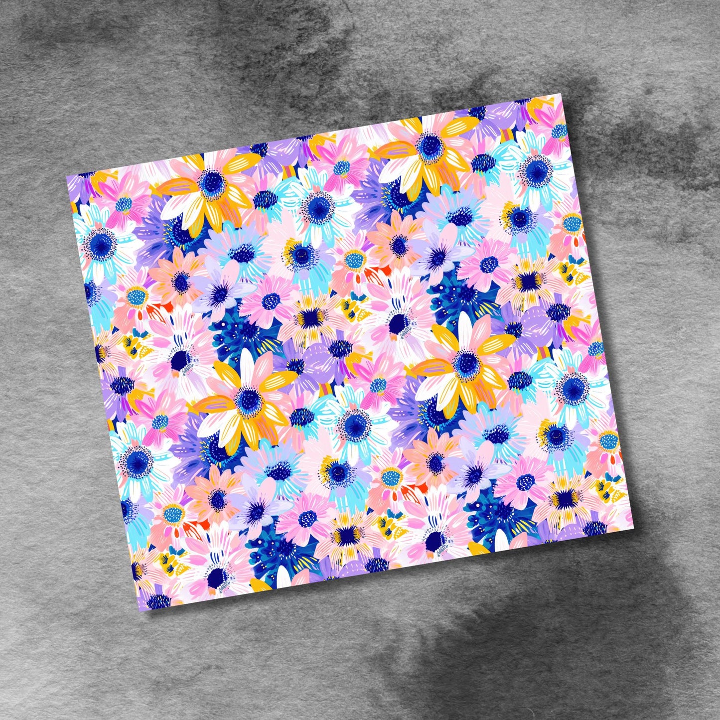 Spring Flower 20oz Tumbler Wrap Watercolor Large Colorful Daisies Sublimation Design Templates,Straight PNG Digital Download