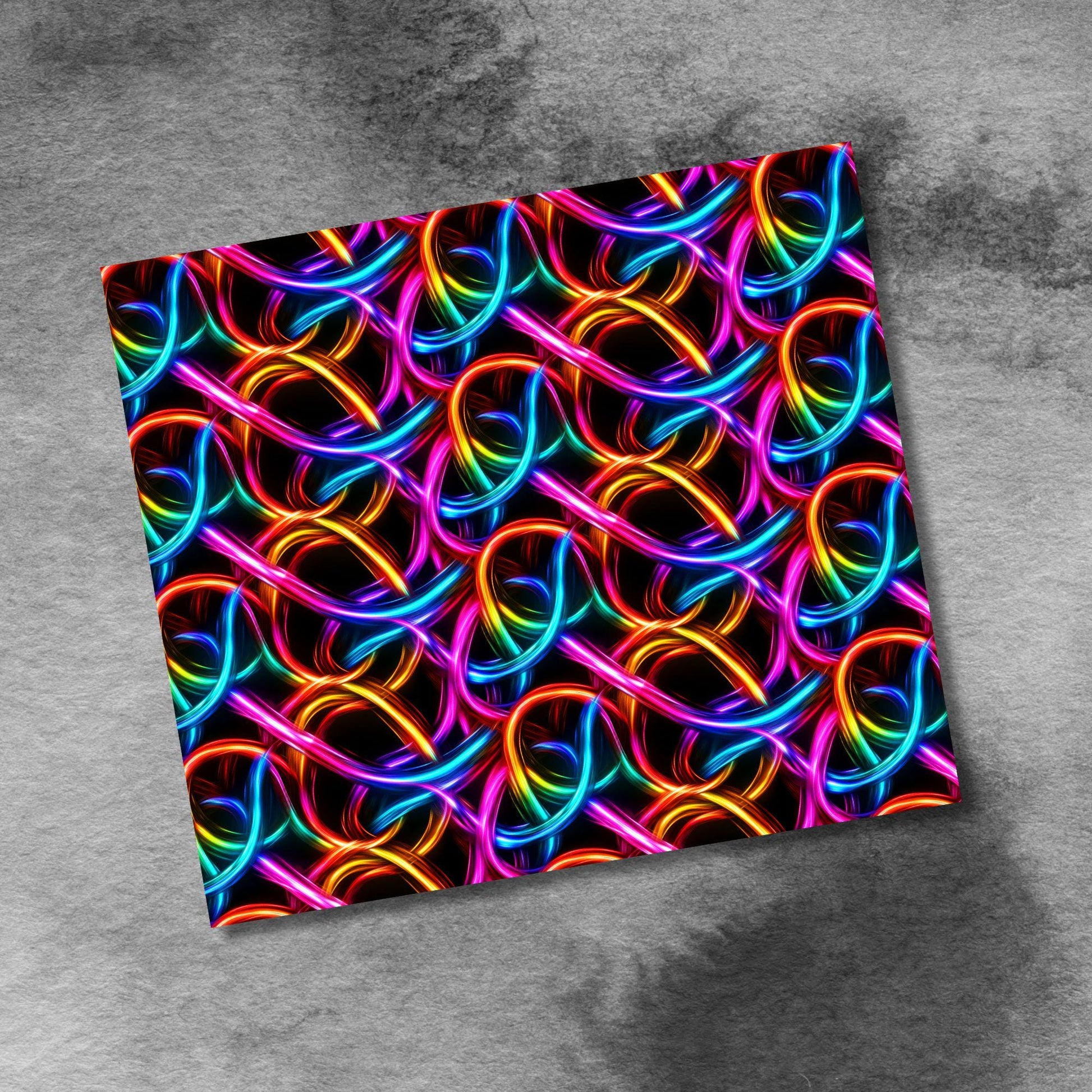 Neon Rainbow Pipes 20oz Skinny Tumbler Seamless Sublimation Design Templates,Straight PNG Digital Download