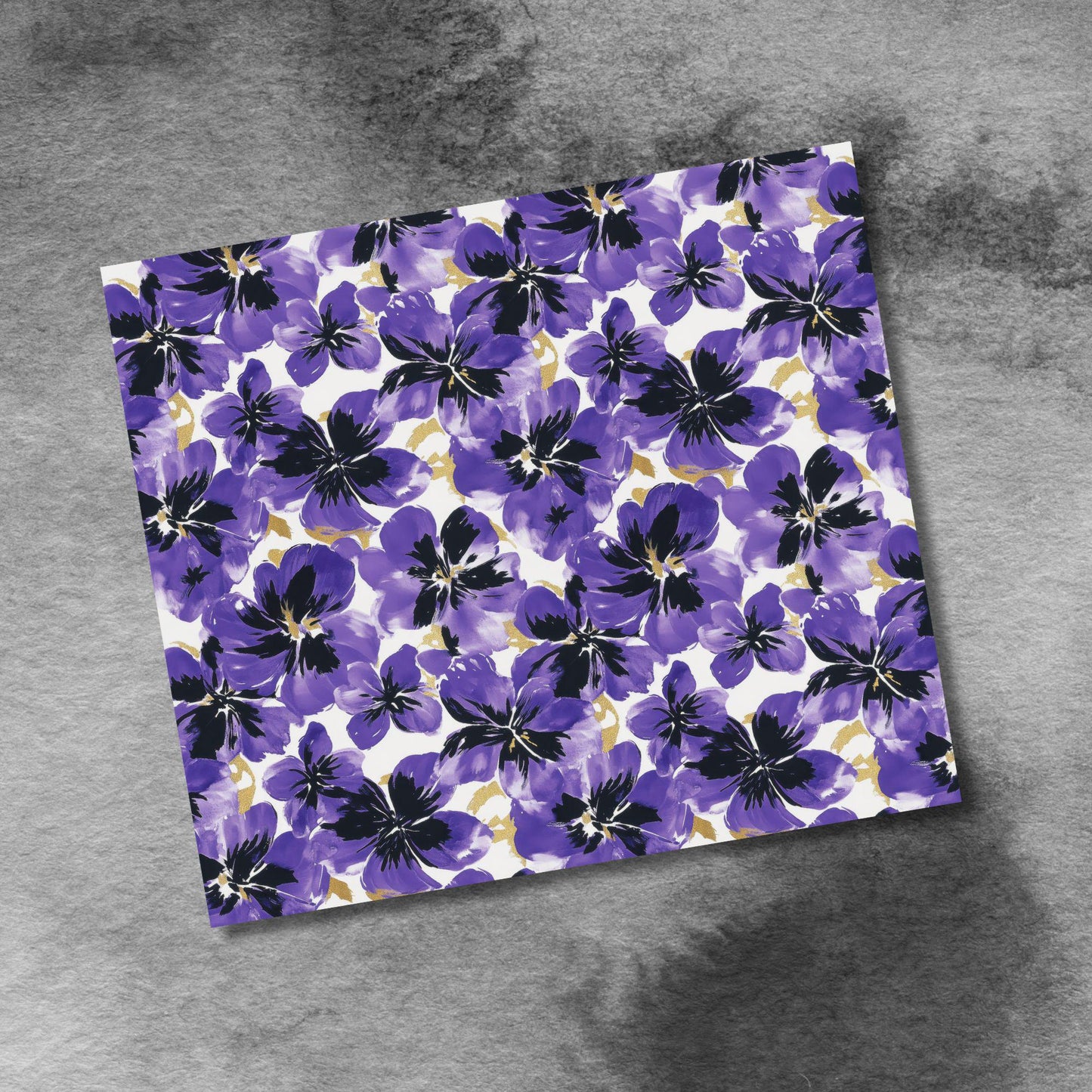 Purple and Gold Tropical Flowers 20oz Skinny Tumbler Seamless Sublimation Design Templates,Straight PNG Digital Download