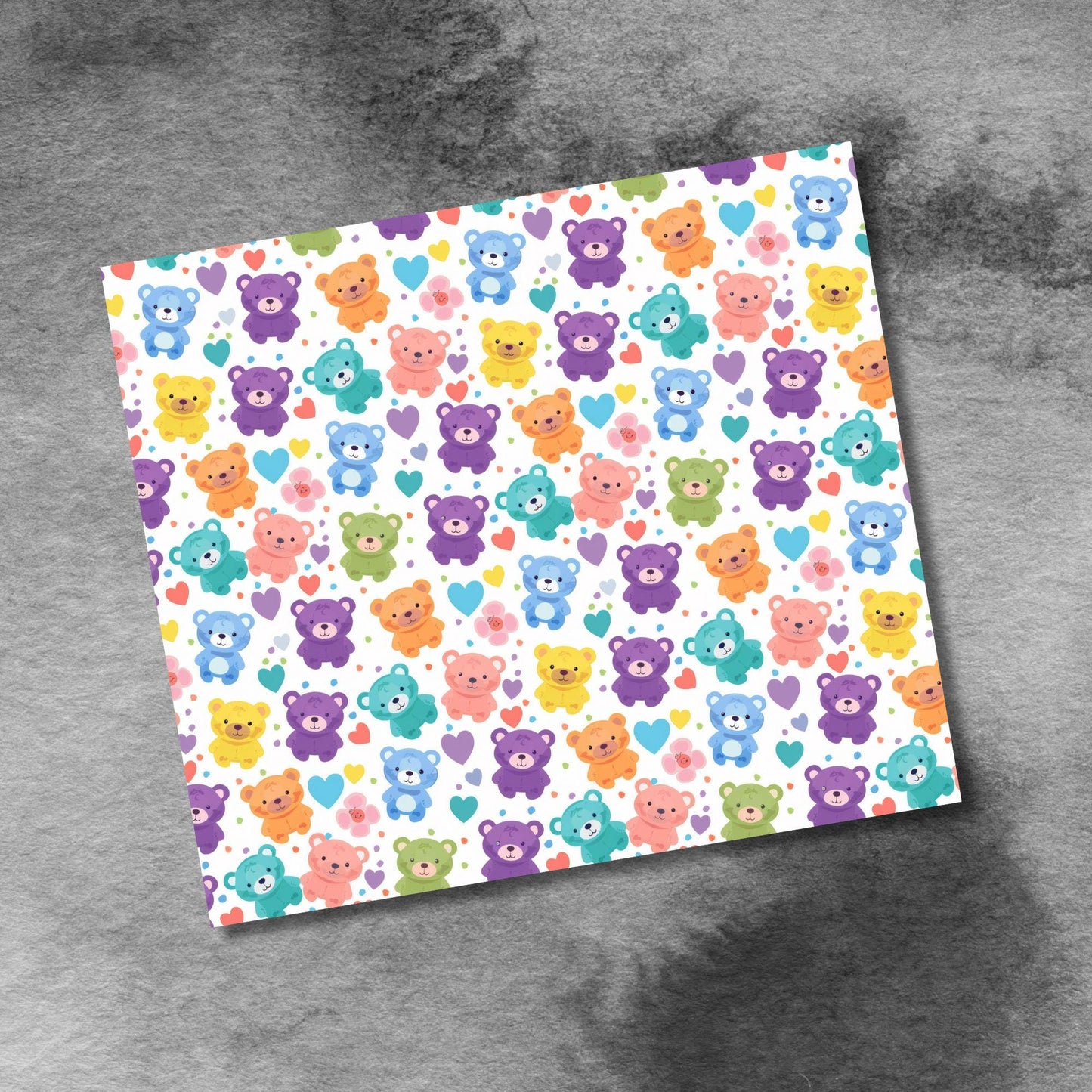 Cute Teddy Bears 20oz Skinny Tumbler Seamless Sublimation Design Templates, Cartoon Bears Straight PNG Digital Download