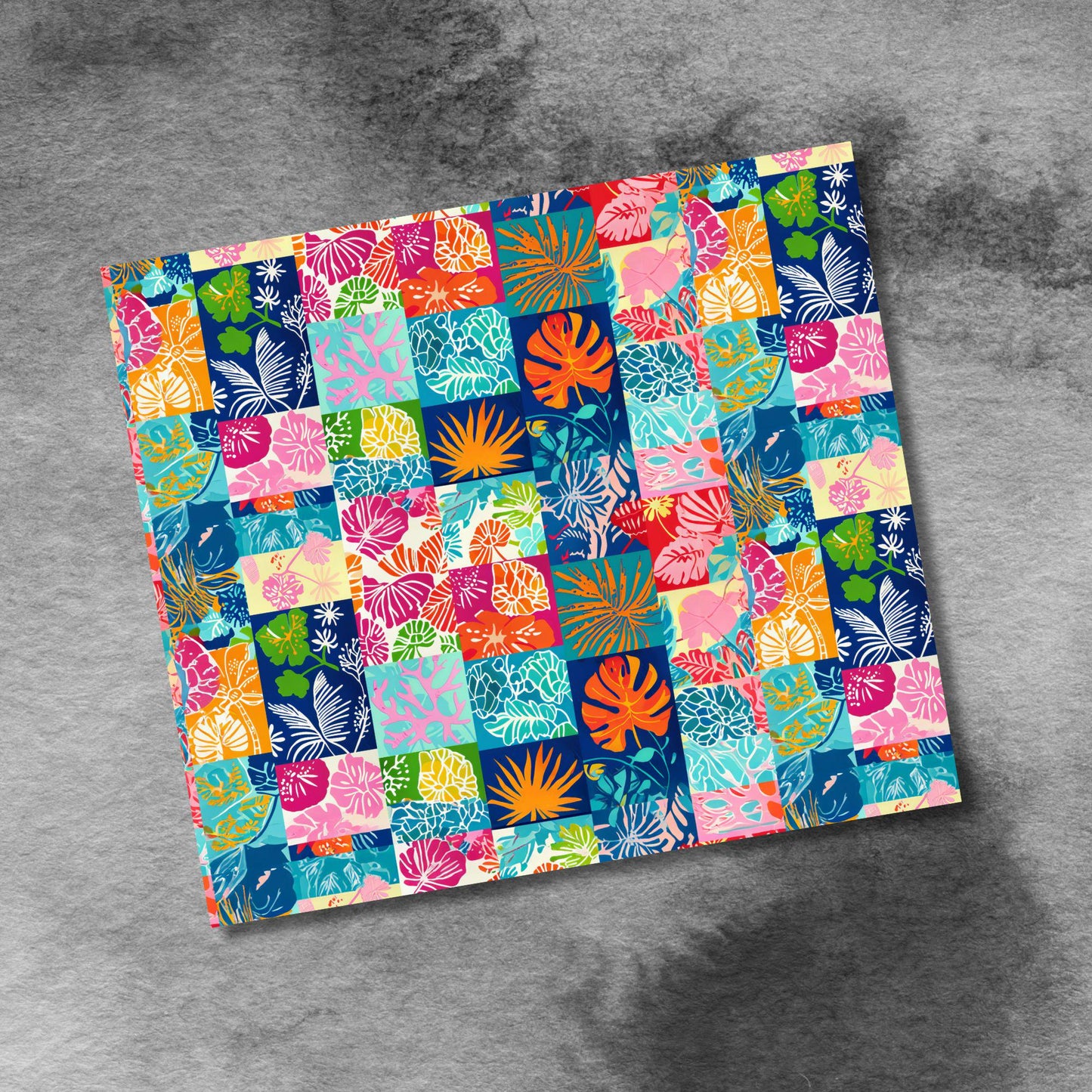 Summer Tropical Flowers Palm Trees 20oz Skinny Tumbler Seamless Pink Purple Sublimation Design Templates,Straight PNG Digital Download