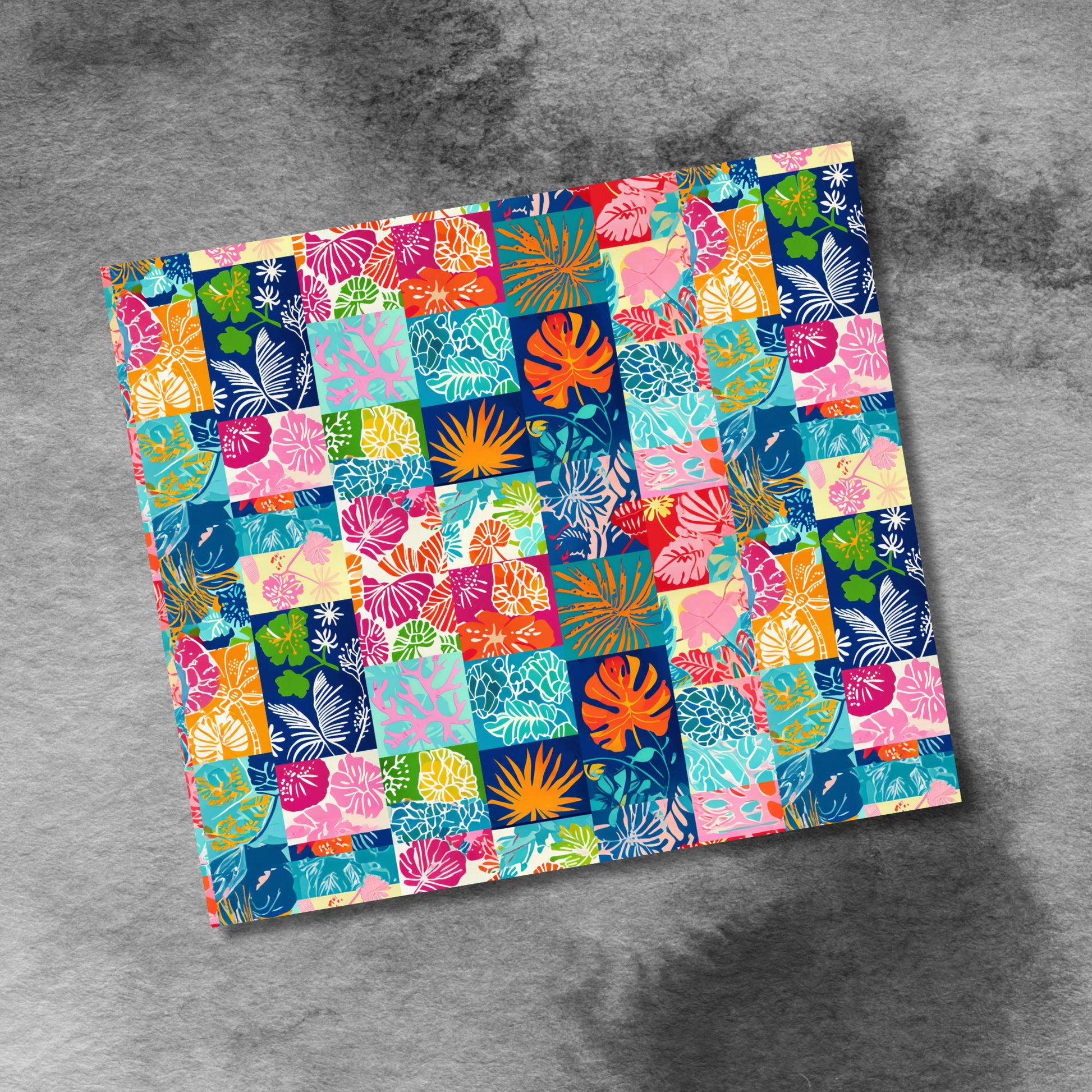 Summer Tropical Flowers Palm Trees 20oz Skinny Tumbler Seamless Pink Purple Sublimation Design Templates,Straight PNG Digital Download