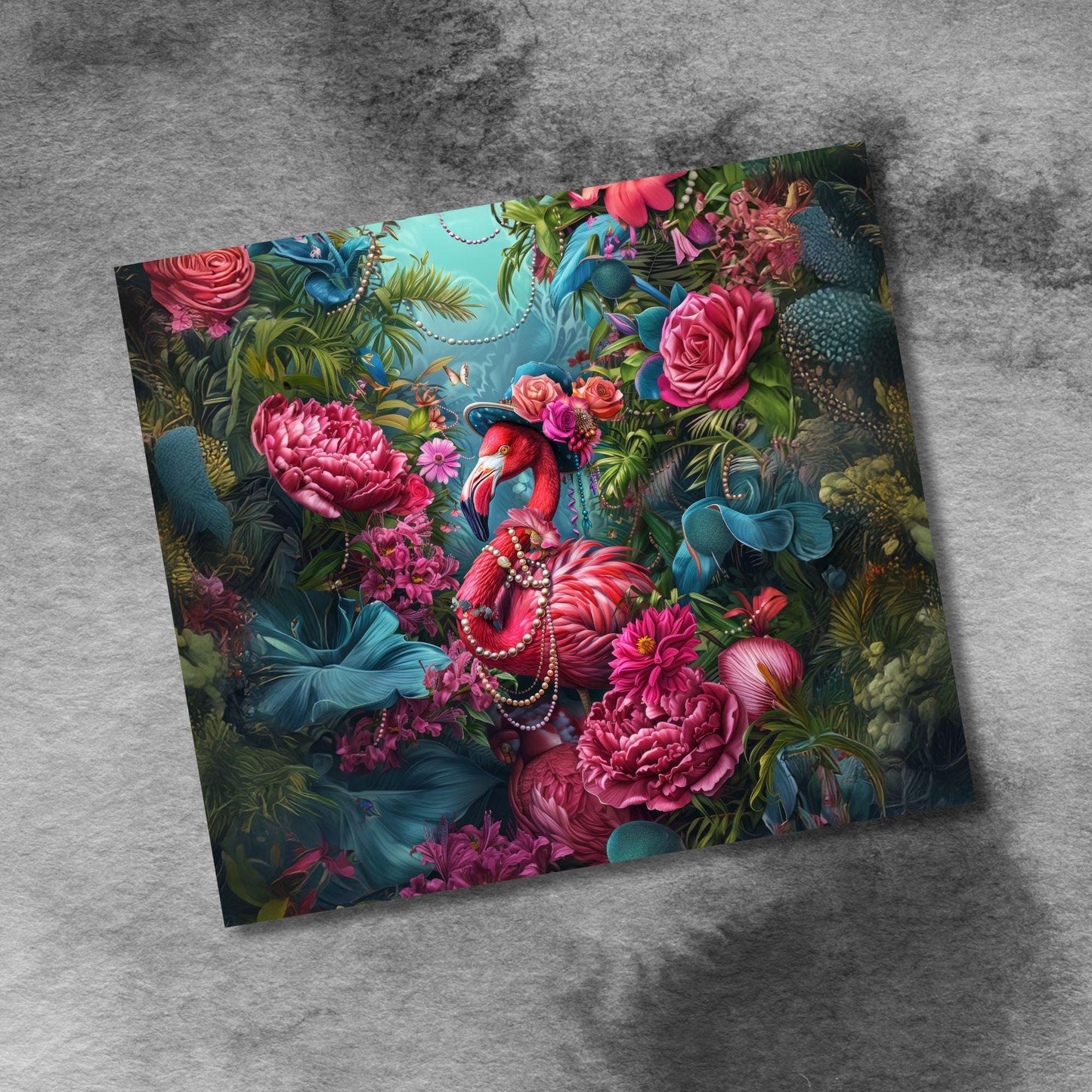 Pink Flamingo Tropical Design 20oz Skinny Tumbler Seamless Sublimation Design Templates,Straight PNG Digital Download