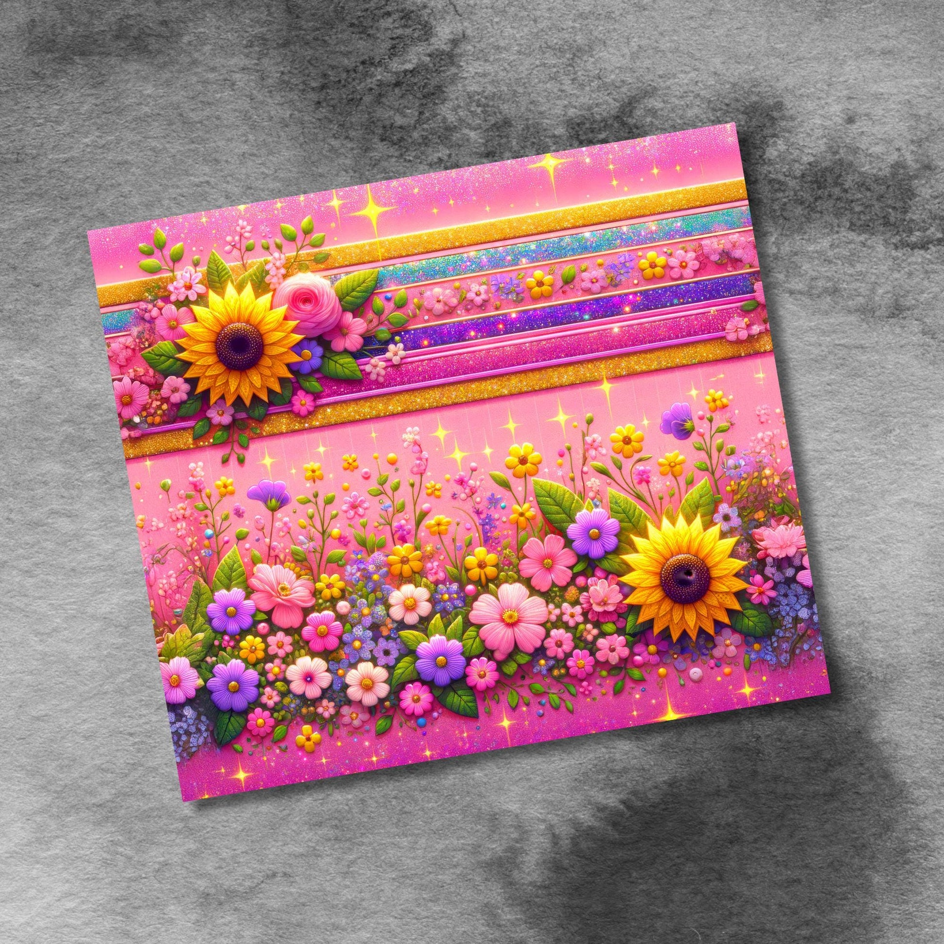 Spring Floral Daisy Tumbler Wrap, Glitter 20oz Skinny Floral Tumbler PNG Spring Flowers Sublimation Designs, Flower Digital Download