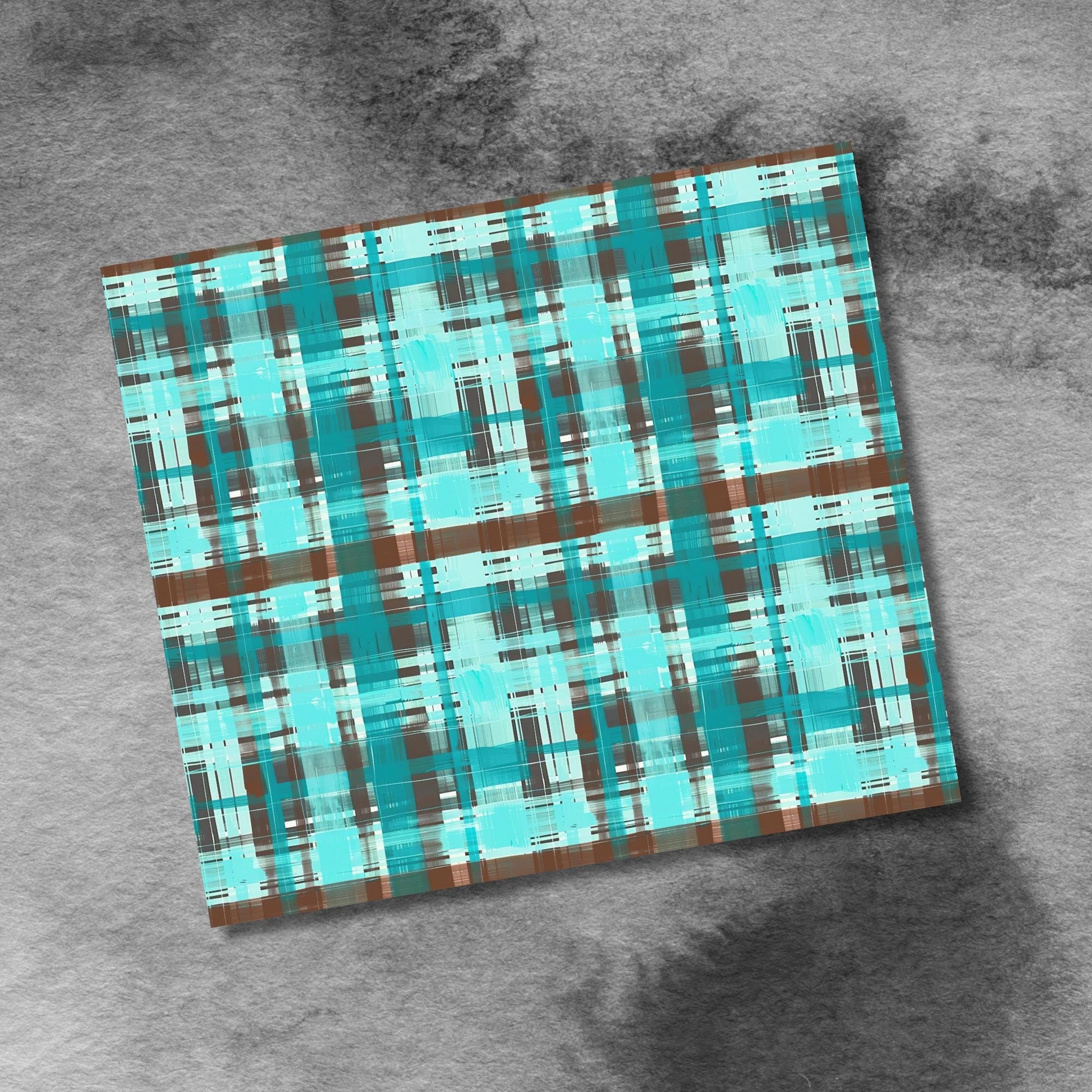 Green & Brown Watercolor Plaid 20oz Skinny Tumbler Sublimation Templates, Seamless Straight PNG Digital Download