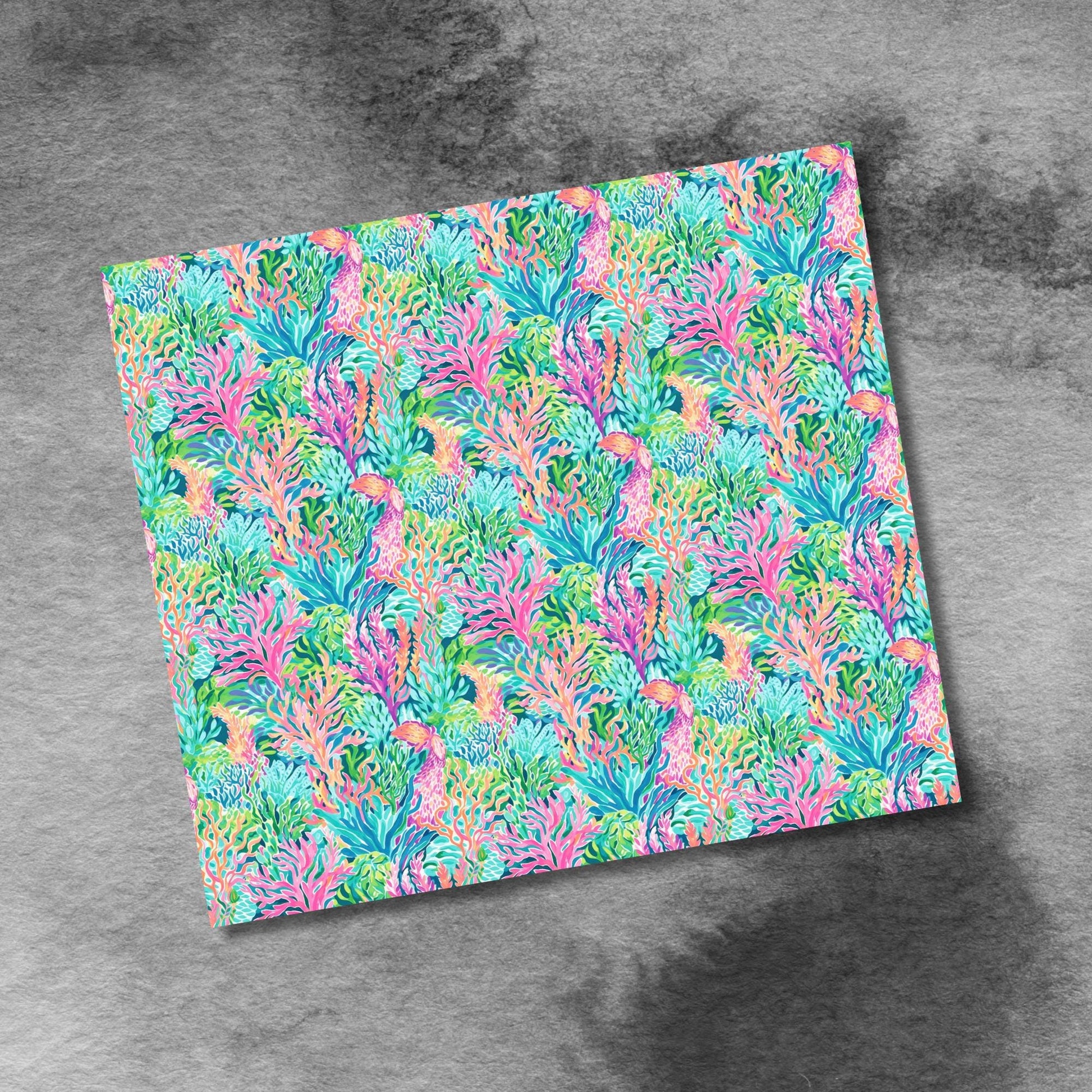 Tropical Ocean Cute Coral Watercolor 20oz Skinny Tumbler Seamless Sublimation Design Templates,Straight PNG Digital Download