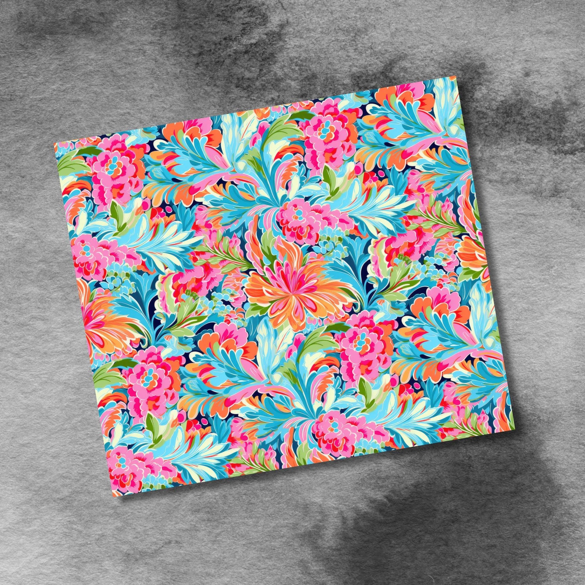 Spring Tropical Flowers 20oz Skinny Tumbler Sublimation Templates, Summer Flowers Seamless Straight PNG Digital Download