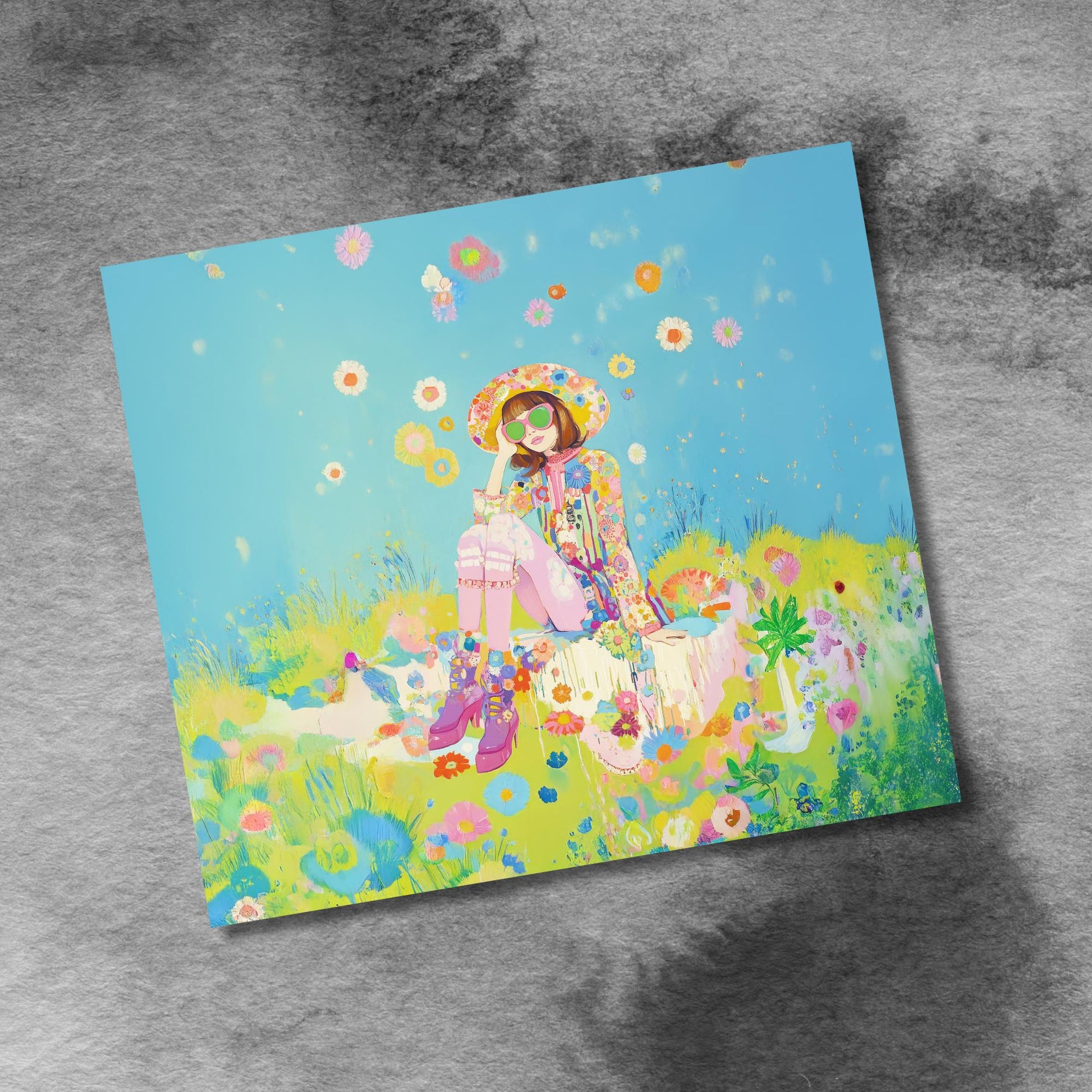 Spring Flowers Boho Retro Chic Pastel Flowers 20oz Skinny Tumbler Seamless Sublimation Design Templates,Straight PNG Digital Download