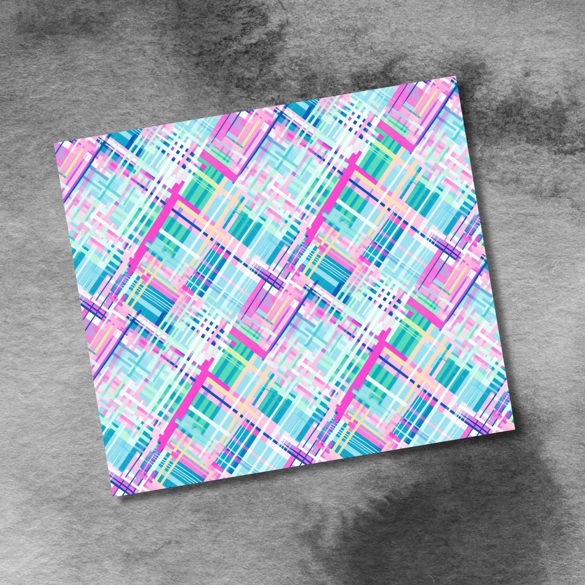 Whimsical Plaid Pinks Blues and Greens 20oz Skinny Tumbler Seamless Sublimation Design Templates,Straight PNG Digital Download