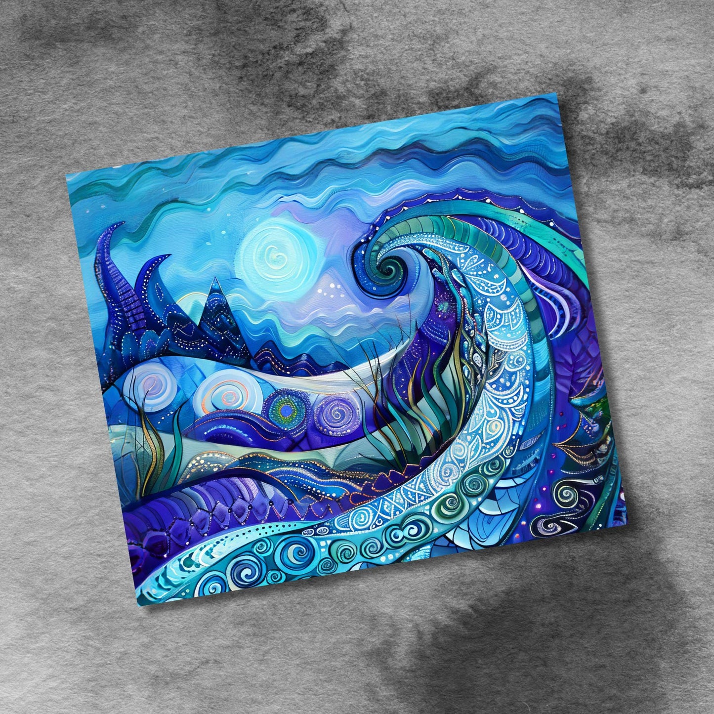 Moonlight Flower Purples and Blues 20oz Skinny Tumbler Seamless Sublimation Design Templates,Straight PNG Digital Download