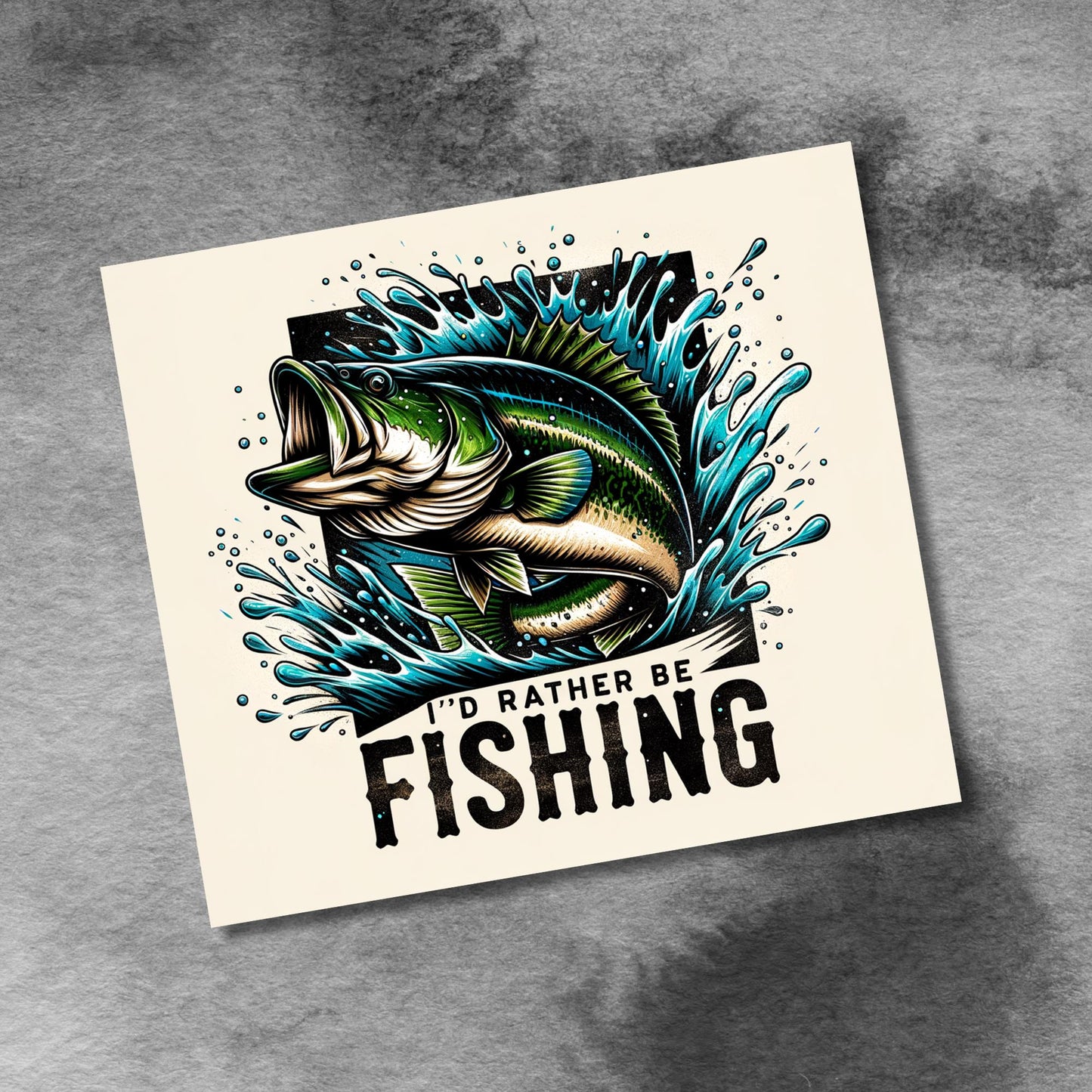 I'd Rather Be Fishing Tumbler Wrap, Father's Day Sublimation PNG 20oz Skinny Tumbler, Bass Fisherman Digital Download Design