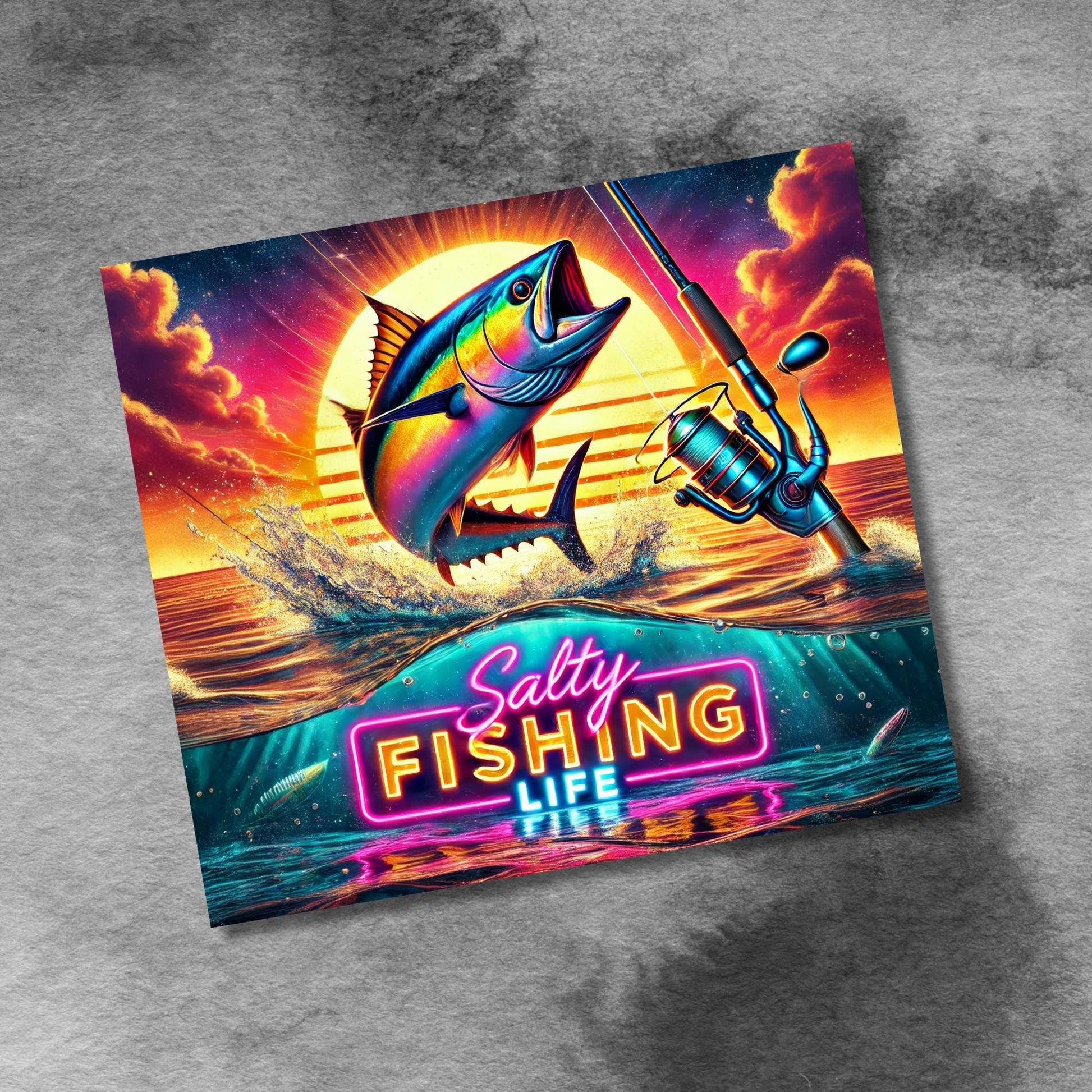 Saltwater Fishing Tumbler Wrap 20 oz Skinny Seamless Sublimation Design Template, Fisherman Deep Sea Fishing, Gift For Him Digital Download