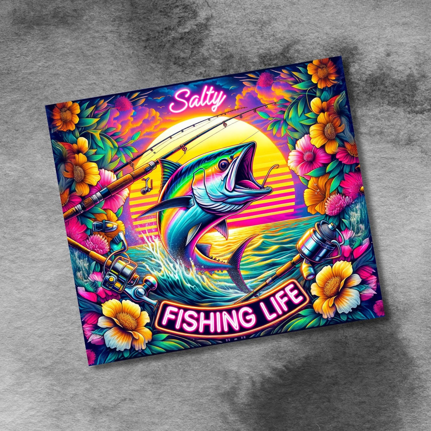 Saltwater Fishing 20 oz Skinny Tumbler Wrap Seamless Deep Sea Fishing Sublimation Design Template Digital Download