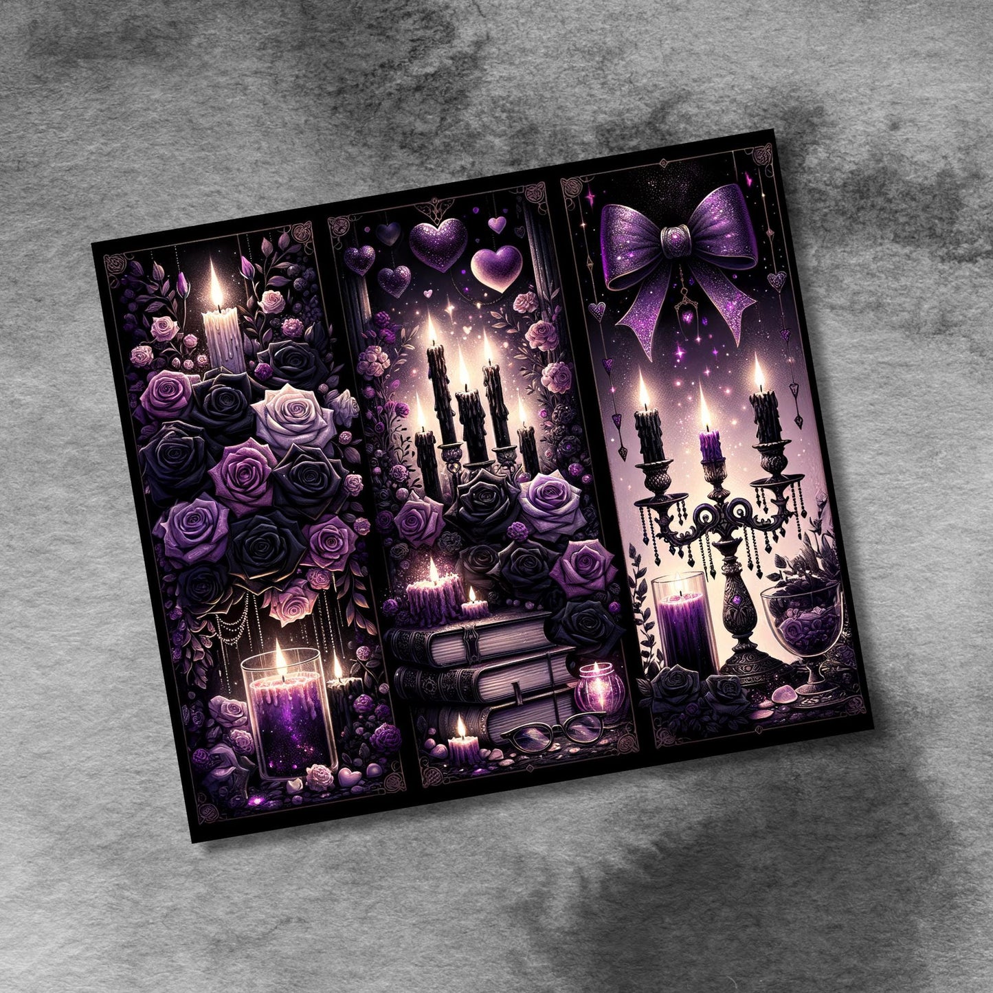 Romantasy Book Lover 20oz Skinny Tumbler Wrap Sublimation, Gothic Purple Black Alchemy Seamless Design Digital Download PNG Bonus Designs