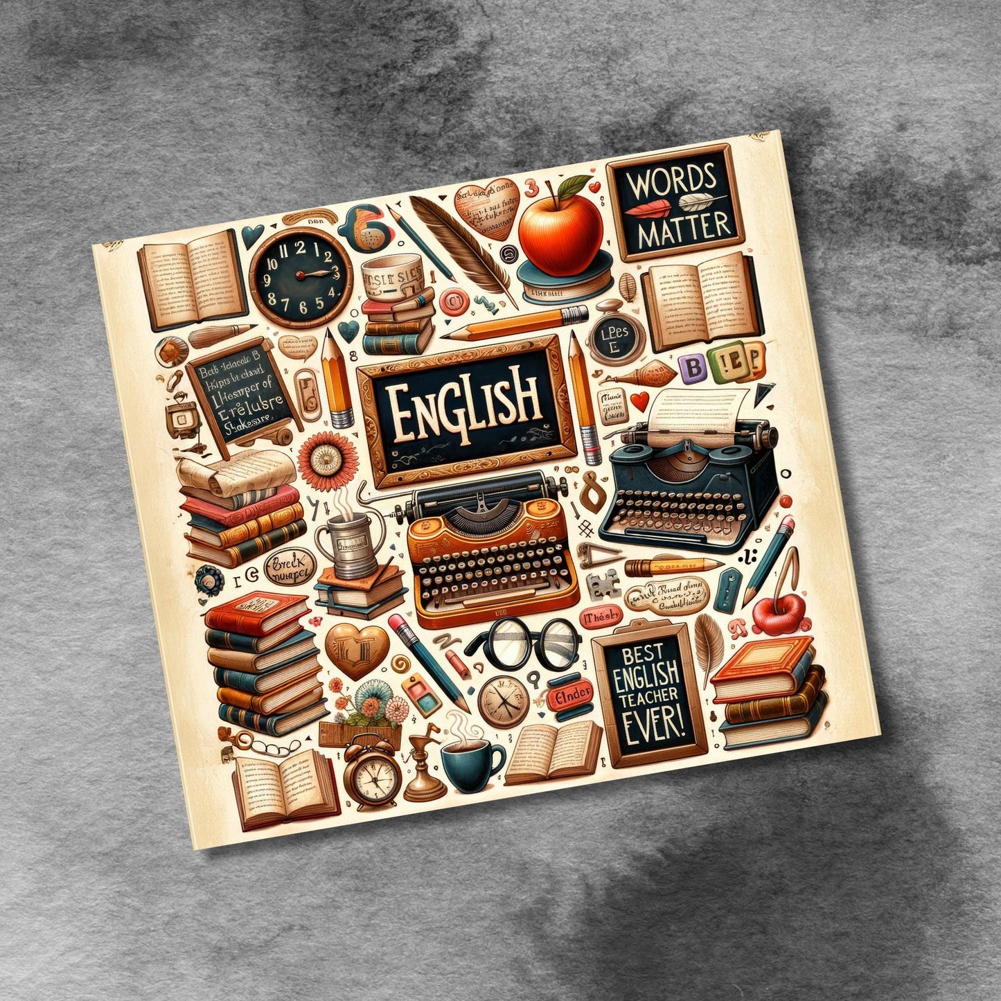 Teacher Life Tumbler Wrap, School Teaching English 20 oz Skinny Tumbler Seamless Sublimation Design Digital Download PNG, Tumbler Wrap