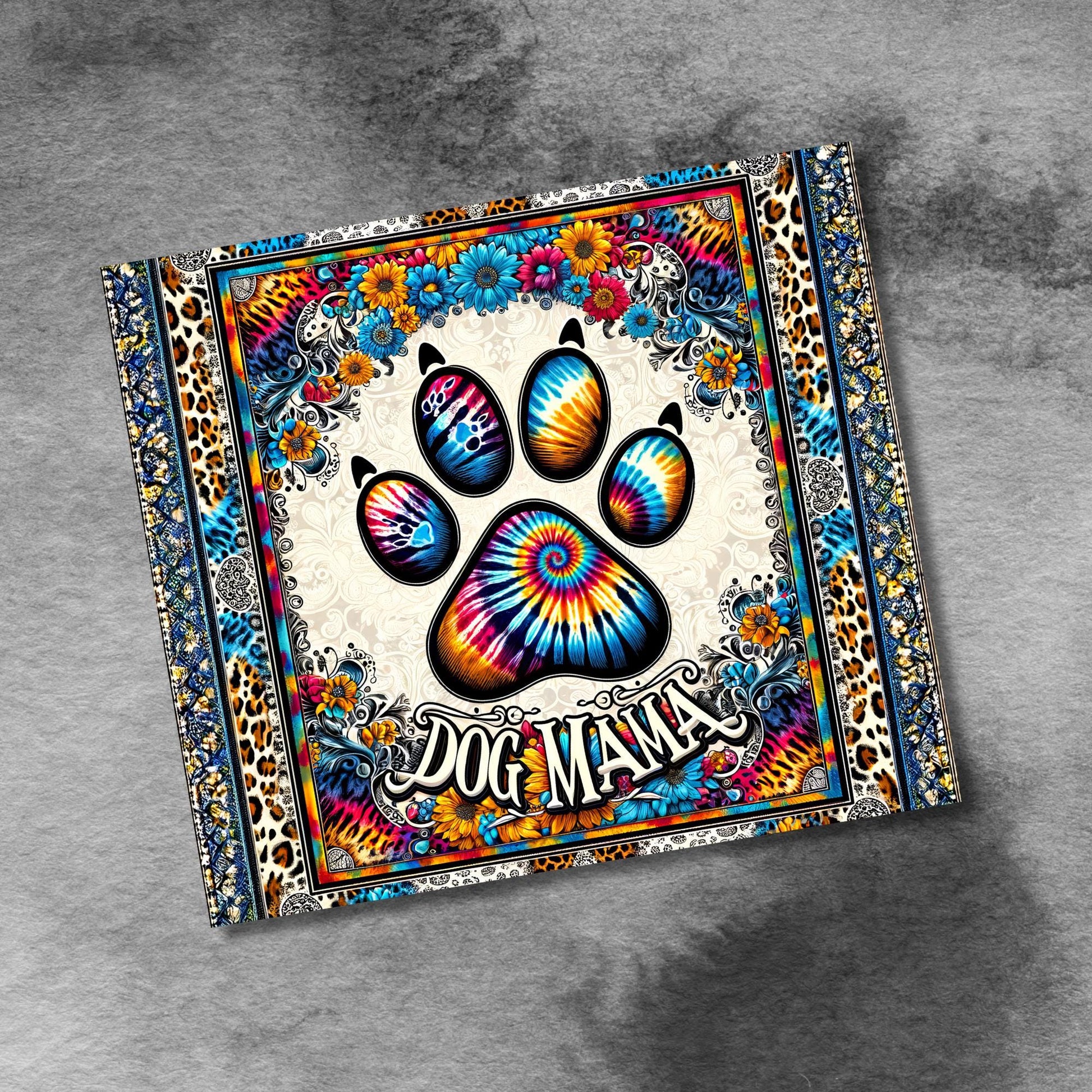 Dog MAMA Paw Print Leopard and Rainbow Sublimation Design Templates,Straight PNG Digital Download Baby Dog MAMA Sunflowers Sublimation