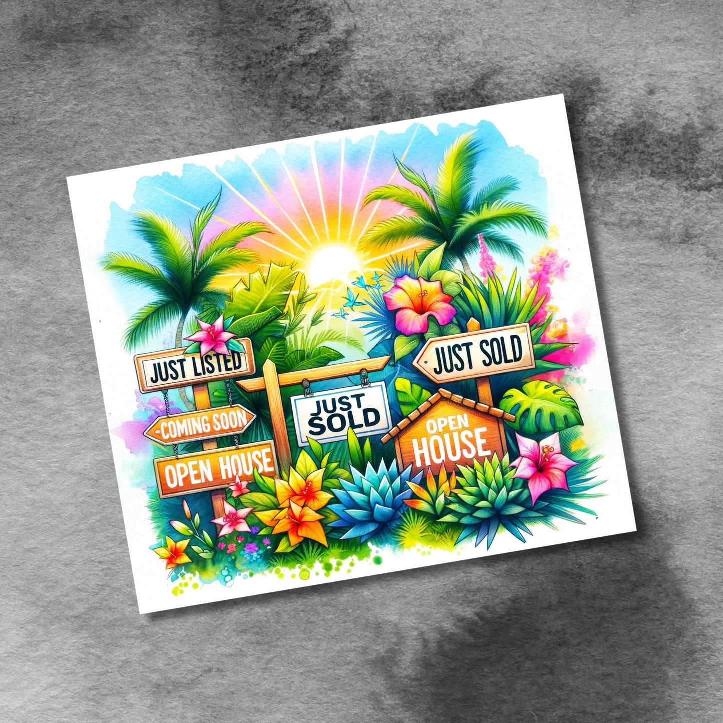 Realtor Real Estate Tropical Tumbler Wrap, 20oz Skinny Tumbler Seamless Sublimation Design, Ocean Beach, PNG Digital Download