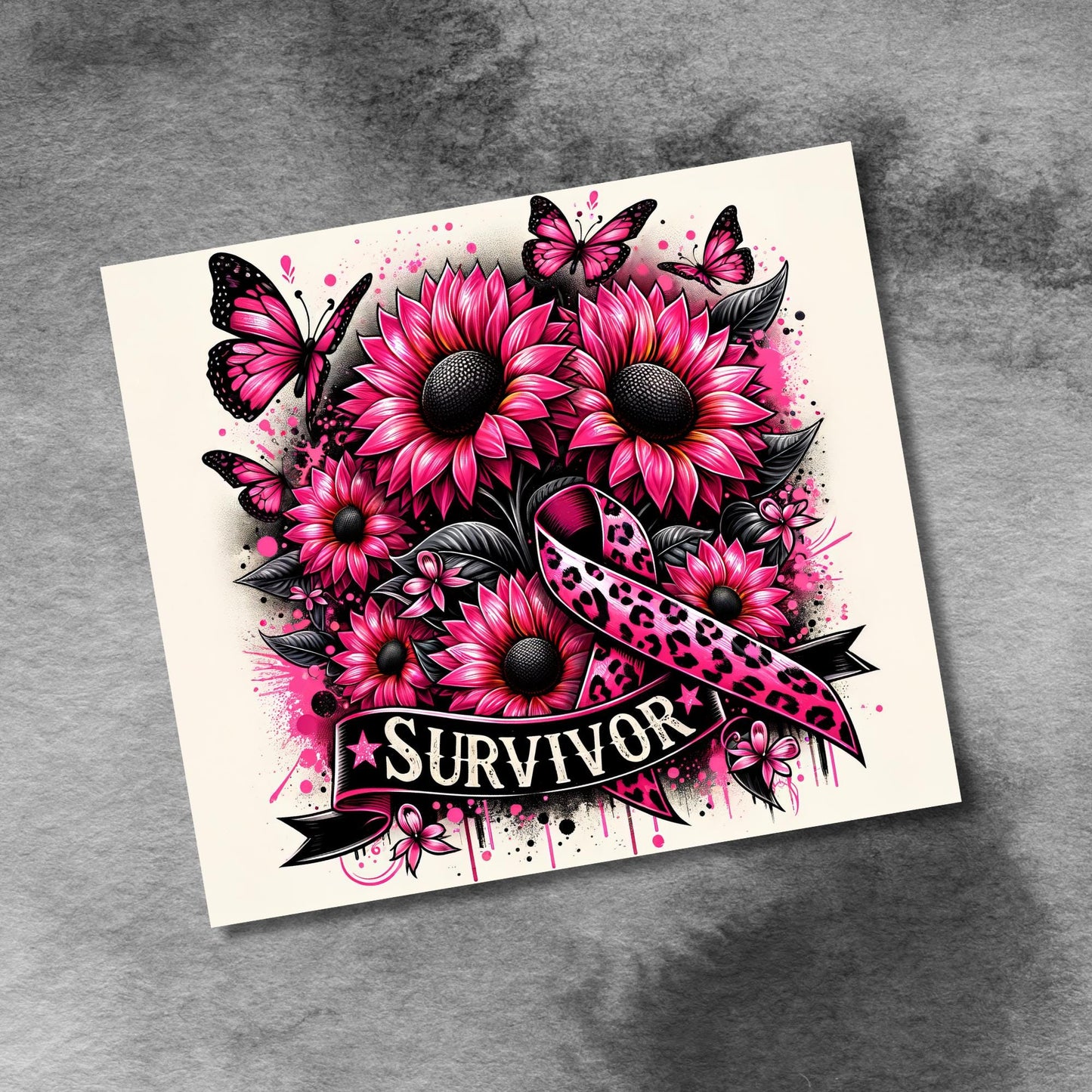 Breast Cancer Survivor 20 oz Skinny Tumbler Seamless Sublimation Design Digital Download PNG, Pink Ribbon Awareness Tumbler