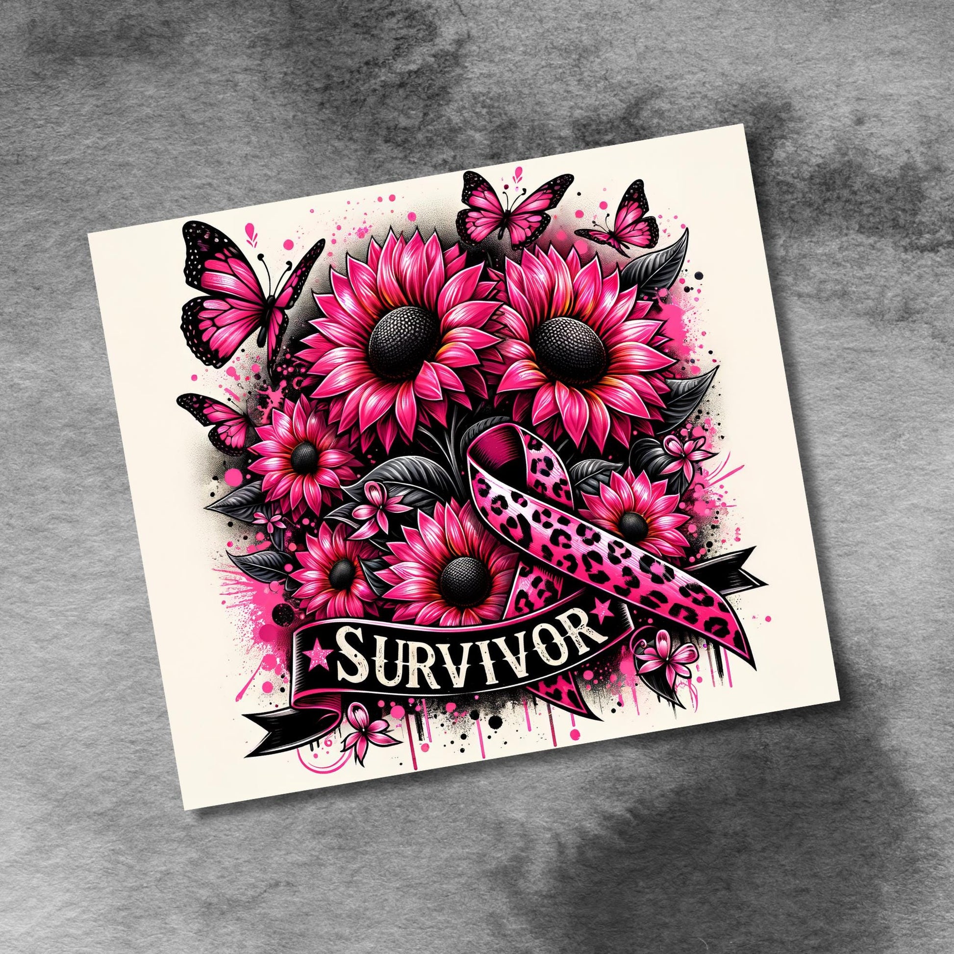 Breast Cancer Survivor 20 oz Skinny Tumbler Seamless Sublimation Design Digital Download PNG, Pink Ribbon Awareness Tumbler