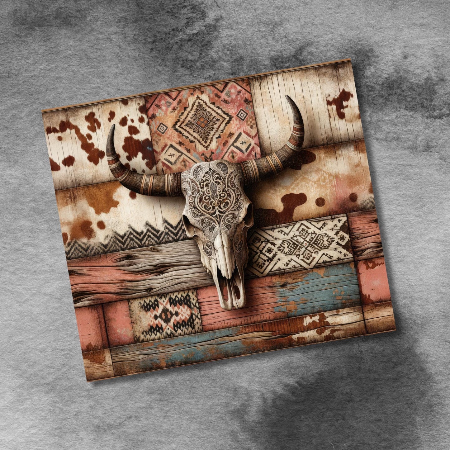Western Cowgirl Bull Cow Skull 20oz Tumbler Sublimation Design,Straight PNG Digital Download Country Sublimation 20 oz Tumbler Wrap