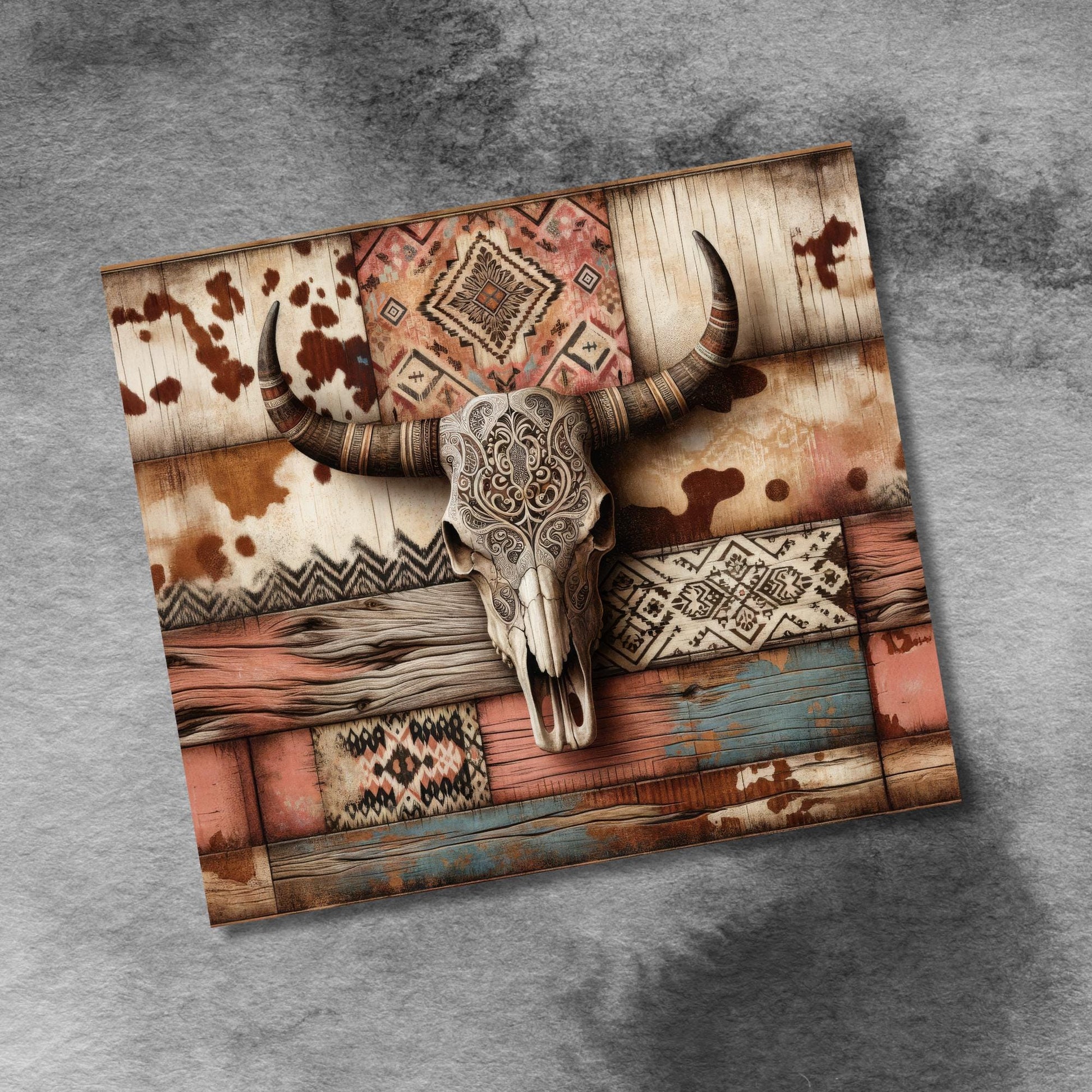 Western Cowgirl Bull Cow Skull 20oz Tumbler Sublimation Design,Straight PNG Digital Download Country Sublimation 20 oz Tumbler Wrap